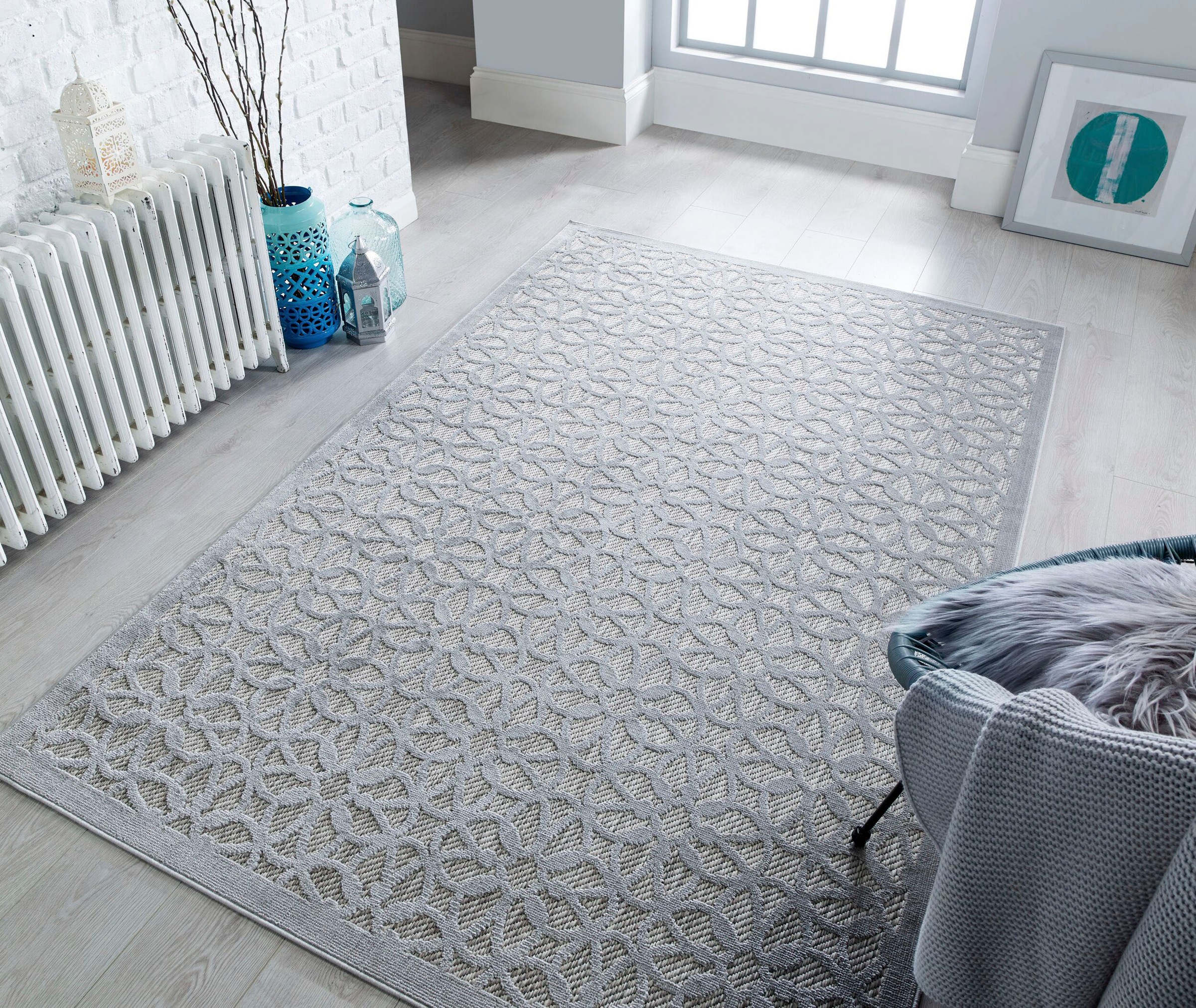 FLAIR RUGS Teppich "Salerno" rechteckig 4 mm Höhe Argento Geometrischer Inn günstig online kaufen