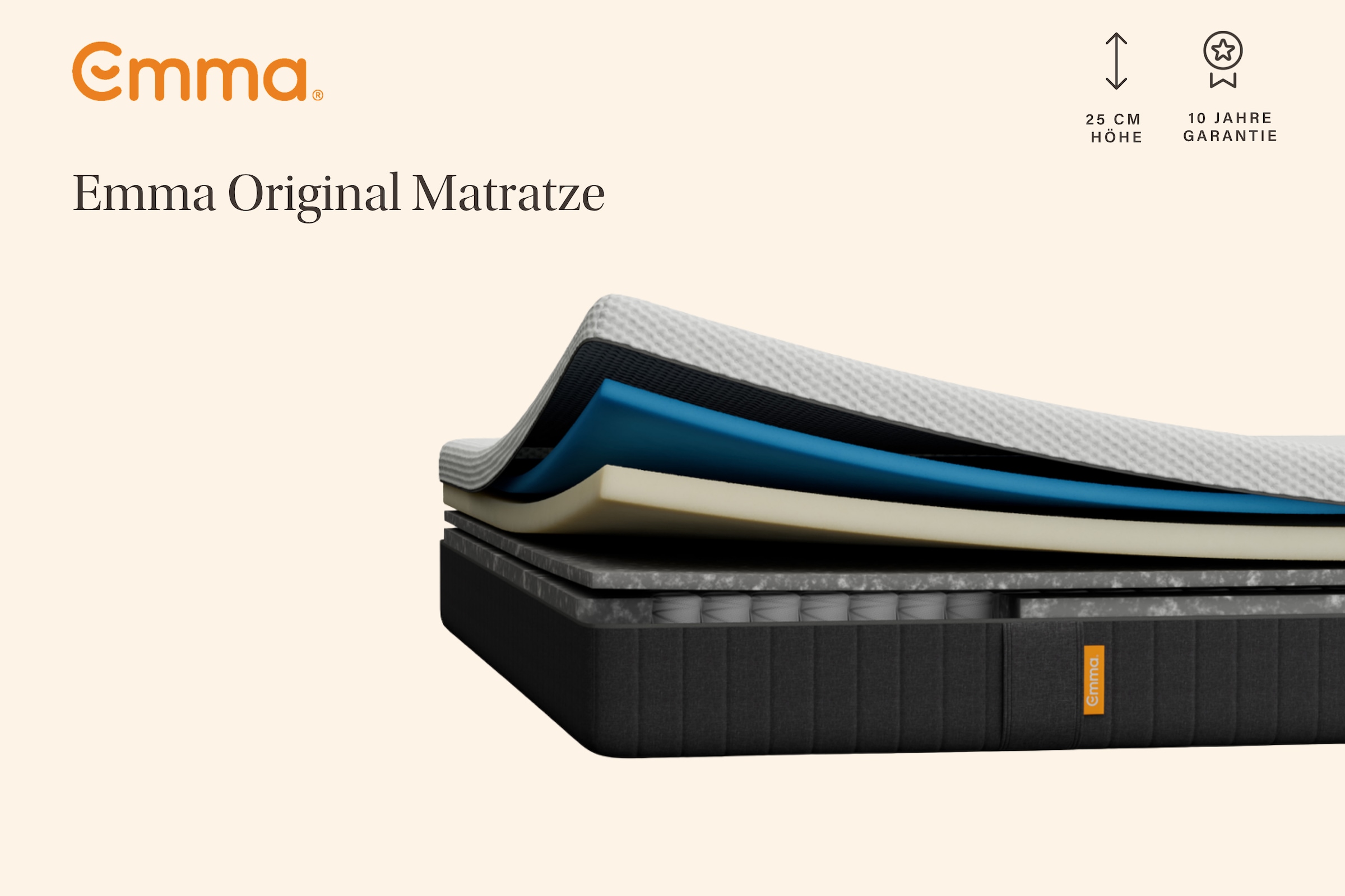 Emma Hybridmatratze »NEUHEIT: Emma Original Matratze« 25 cm hoch 1 Stk. tlg. 5-Zonen-Federn, Randschutz, waschbar, 25 cm