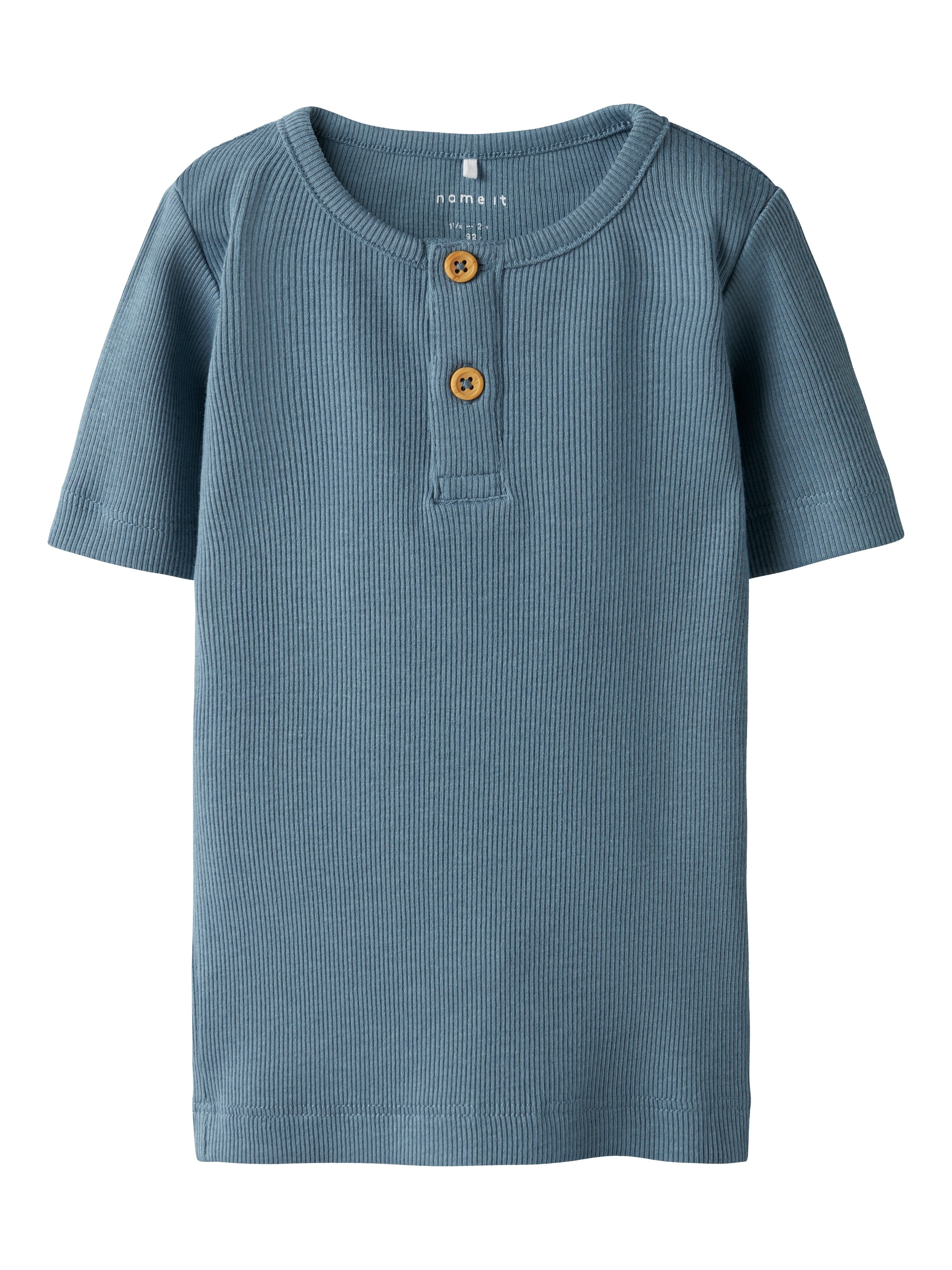 Name It Kurzarmshirt »NMMKAB TOP NOOS«, im elastischem Feinripp und mit kurzer Knopfleiste am Ausschnitt