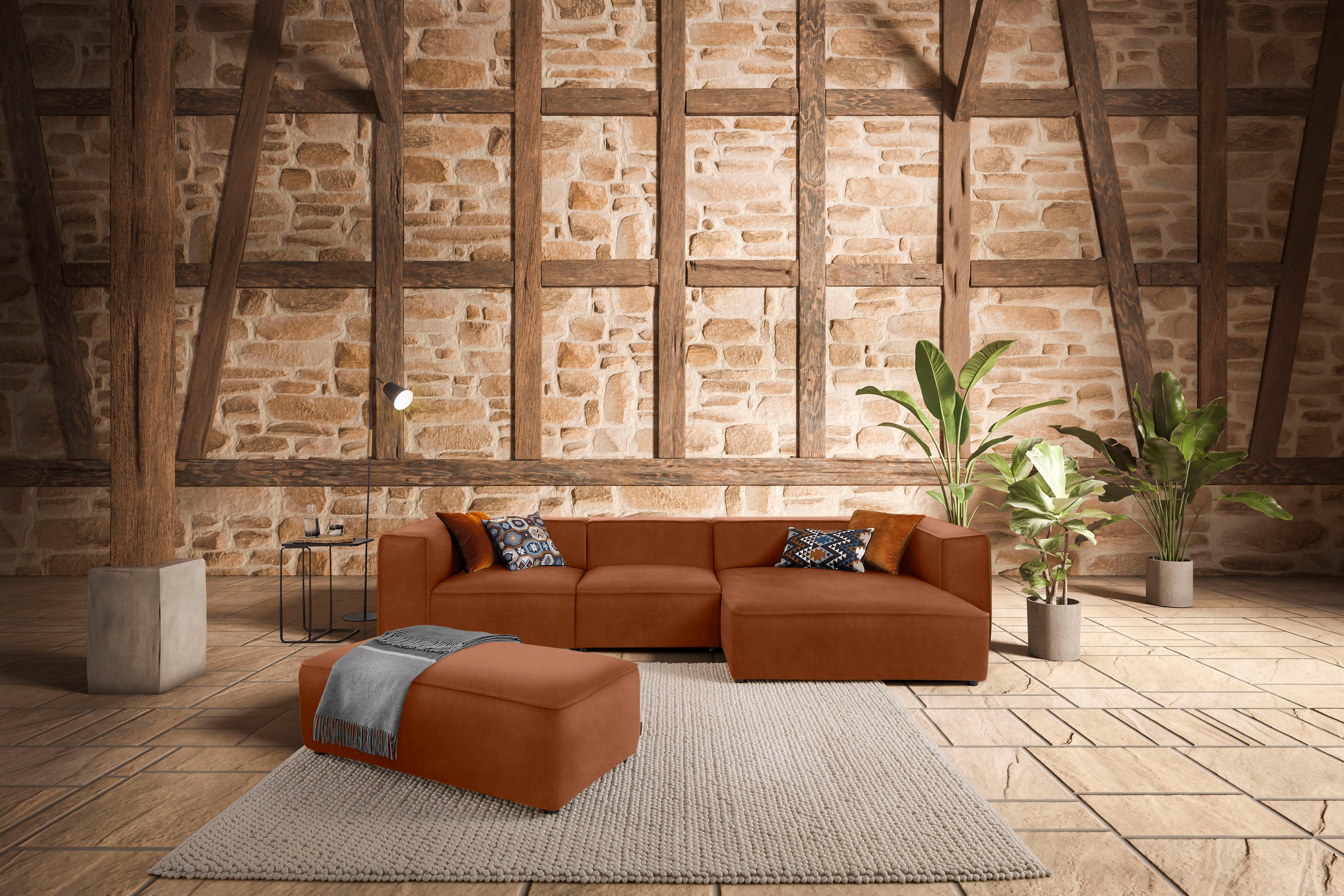 W.SCHILLIG Ecksofa "around-the-block Mega Sofa, viel Platz und hoher Sitzkomfort, L-Form" mit eleganter Biese, mit Federkern, Breite 341 cm
