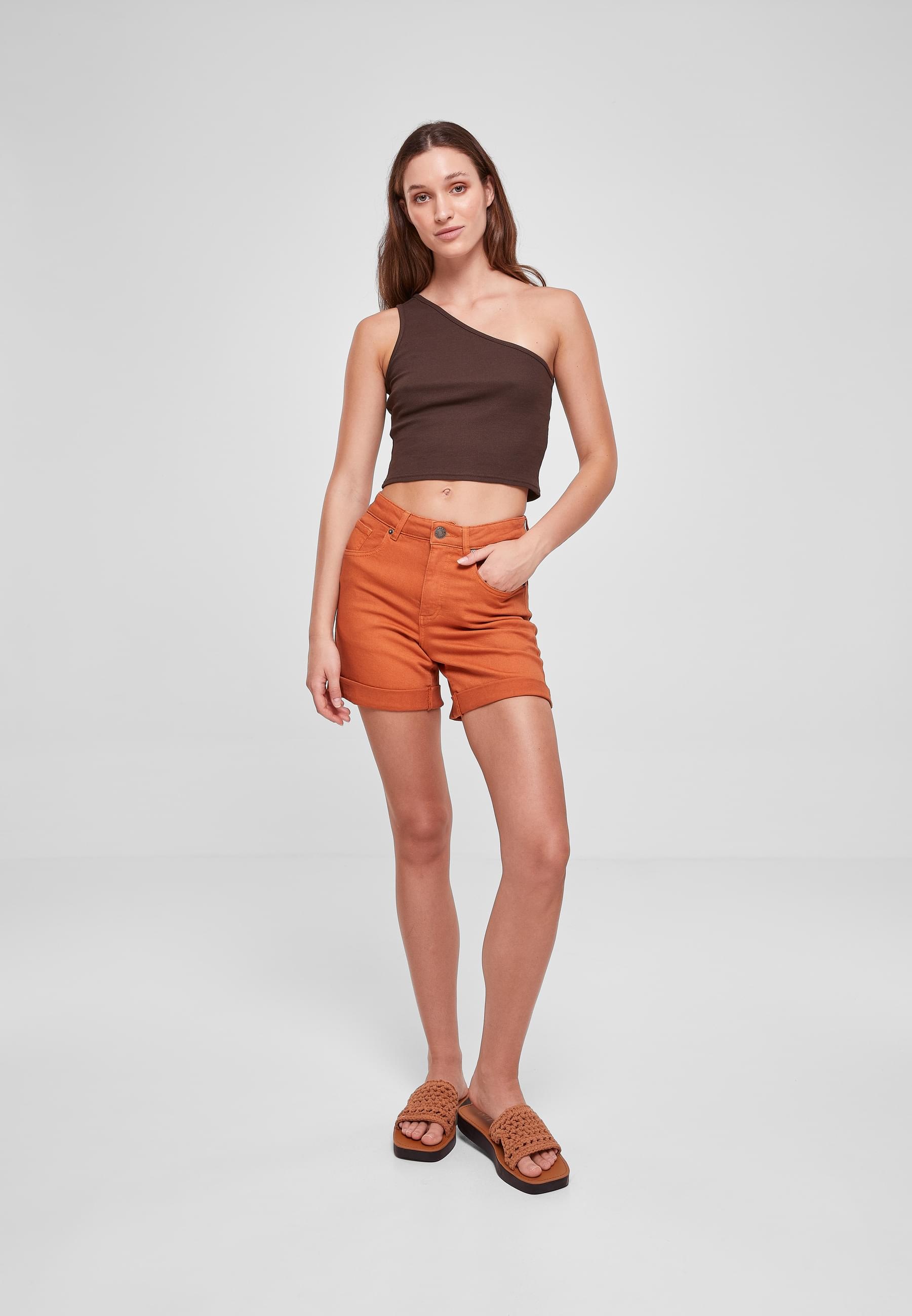 URBAN CLASSICS Muskelshirt »Urban Classics Damen Ladies Cropped Asymmetric Top«, (1 tlg.)