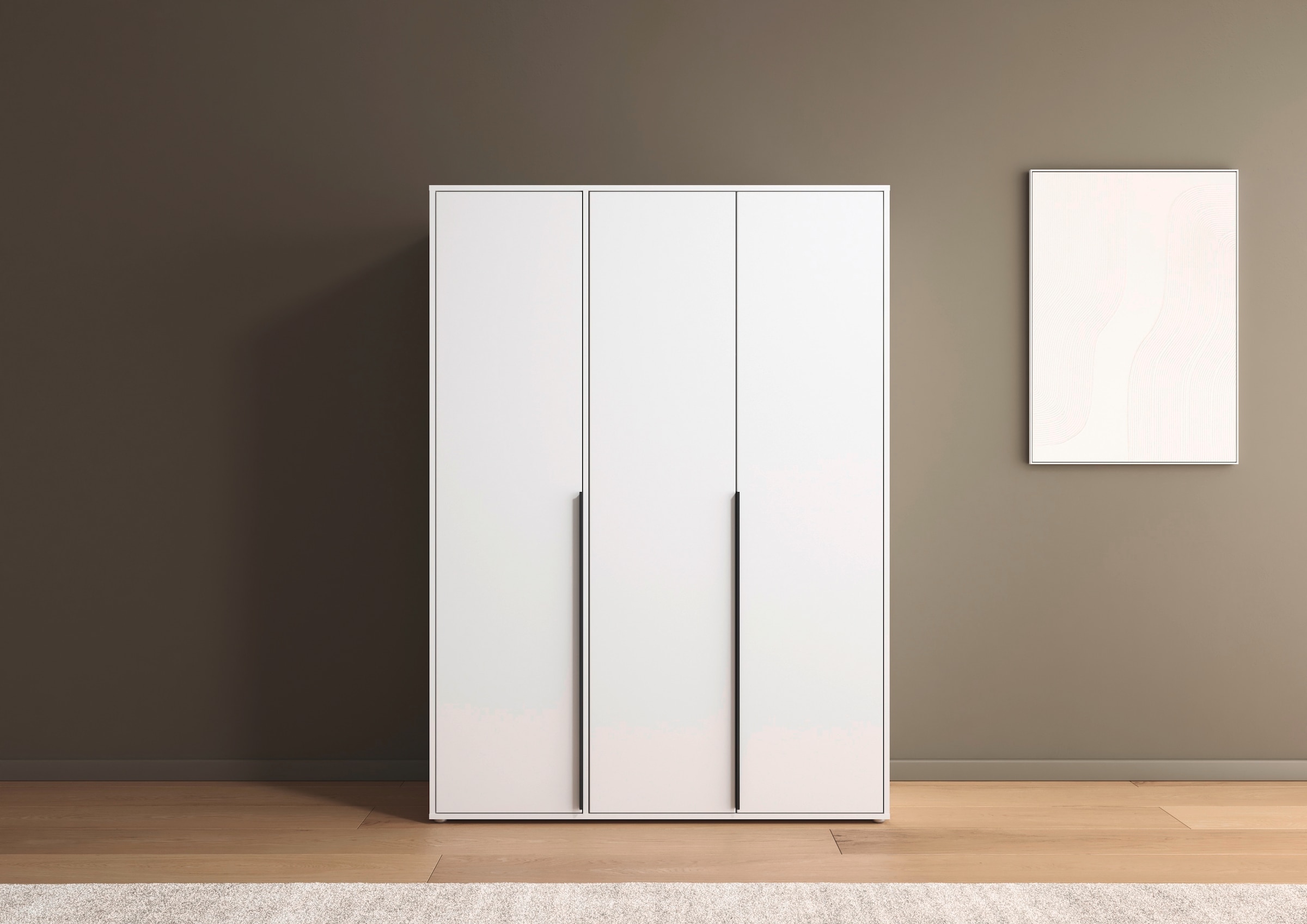 rauch Drehtürenschrank »Kleiderschrank Schrank Garderobe Wäscheschrank NAGATA viel Stauraum«, (in 3 verschiedenen Ausstattungen BASIC/CLASSIC/PREMIUM), mit modernen Stangengriffen in Graumetallic TOPSELLER MADE IN GERMANY