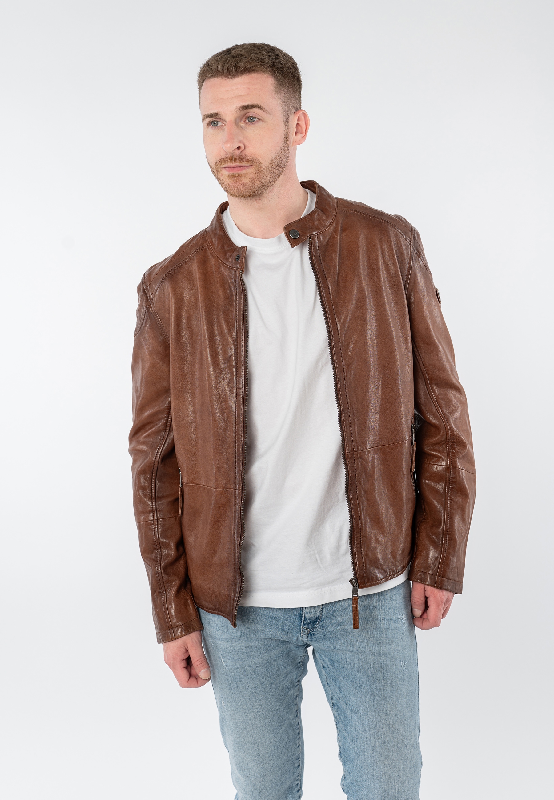 Mauritius Lederjacke "MMBaydo" mit Bikerkragen günstig online kaufen