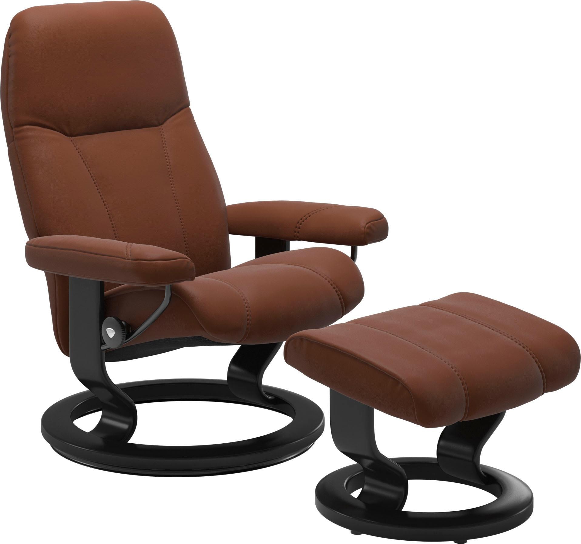Stressless Relaxsessel "Consul" Set, Relaxsessel mit Hocker, mit Hocker, mit Classic Base, Größe S, Gestell Schwarz