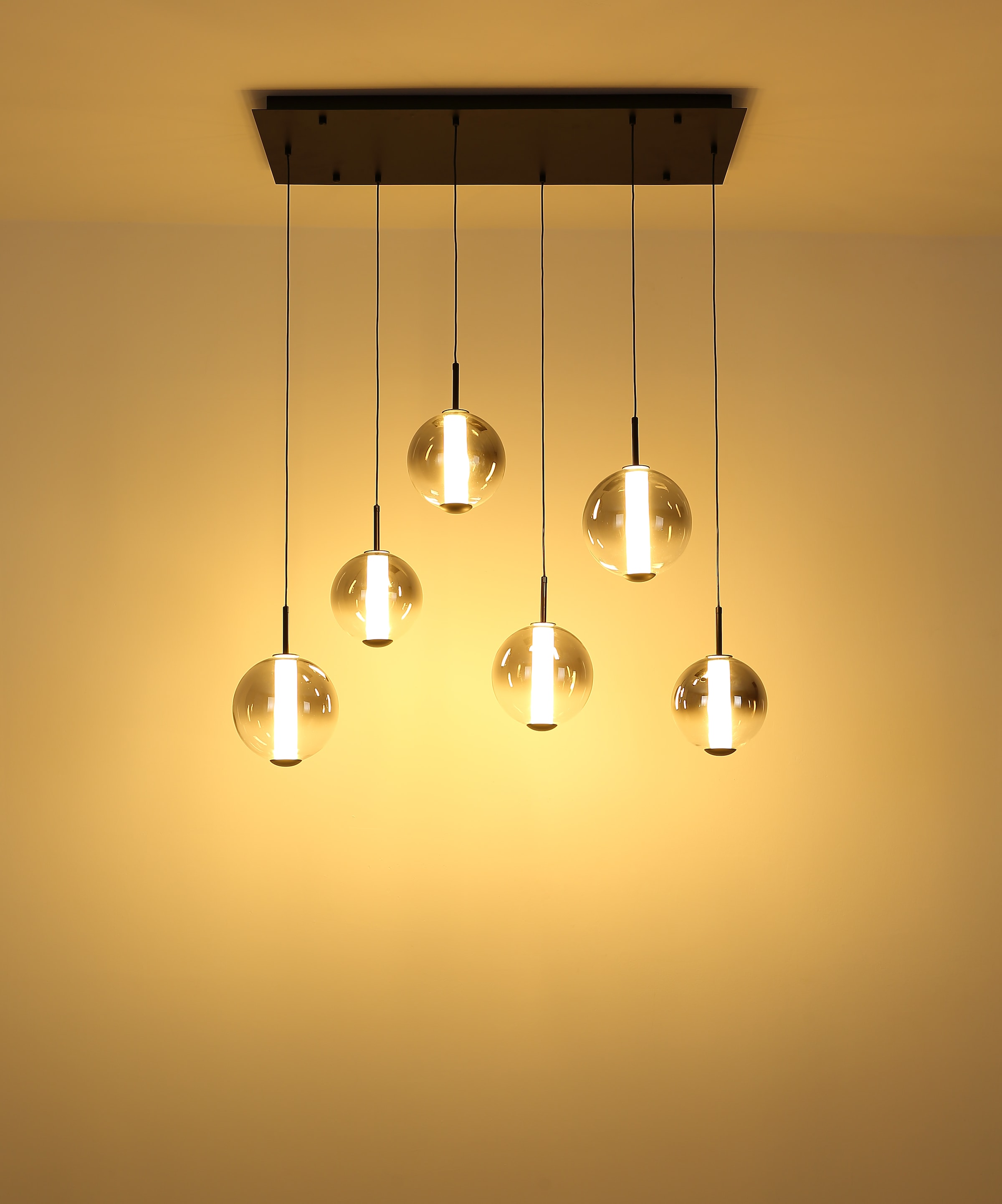 GLOBO LIGHTING Hängeleuchte »LACY« LED-Modul 1 Stk. Warmweiß Hängeleuchte Schwarz, Glaskugeln Rauch/Opal, LED 78W