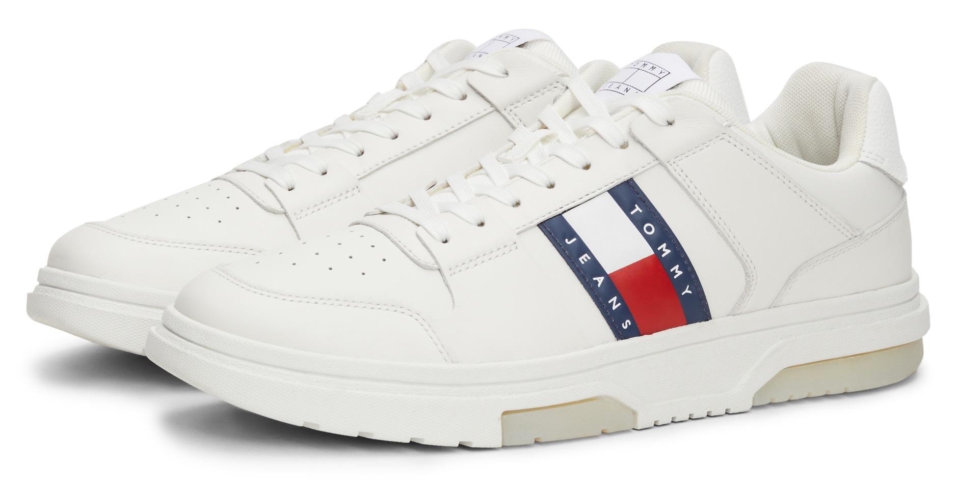 Tommy Jeans Sneaker "THE BROOKLYN LEATHER", Freizeitschuh, Halbschuh, Schnürschuh mit seitlichem Logoemblem