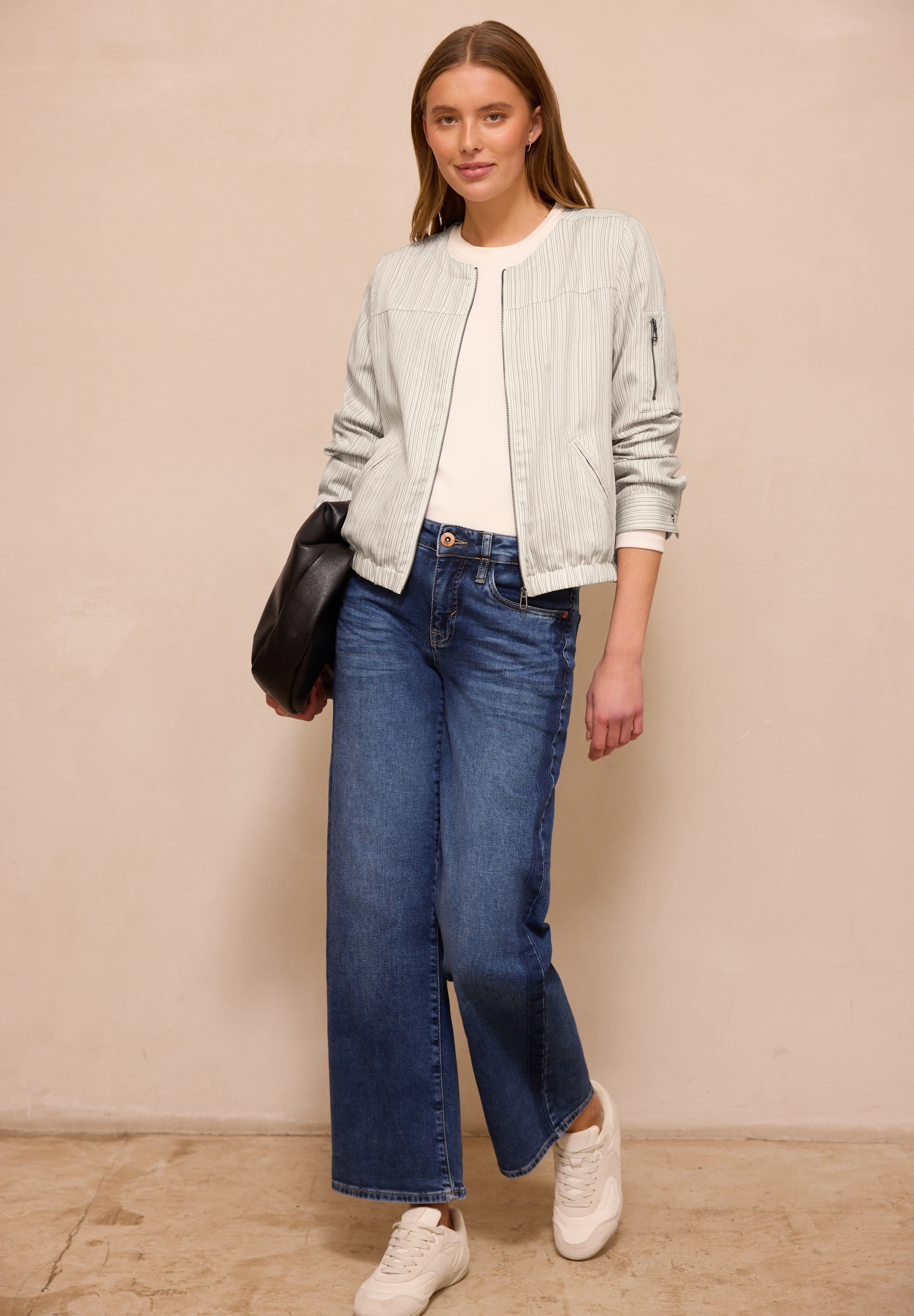 STREET ONE STUDIO Blouson ohne Kapuze Rundhalsausschnitt