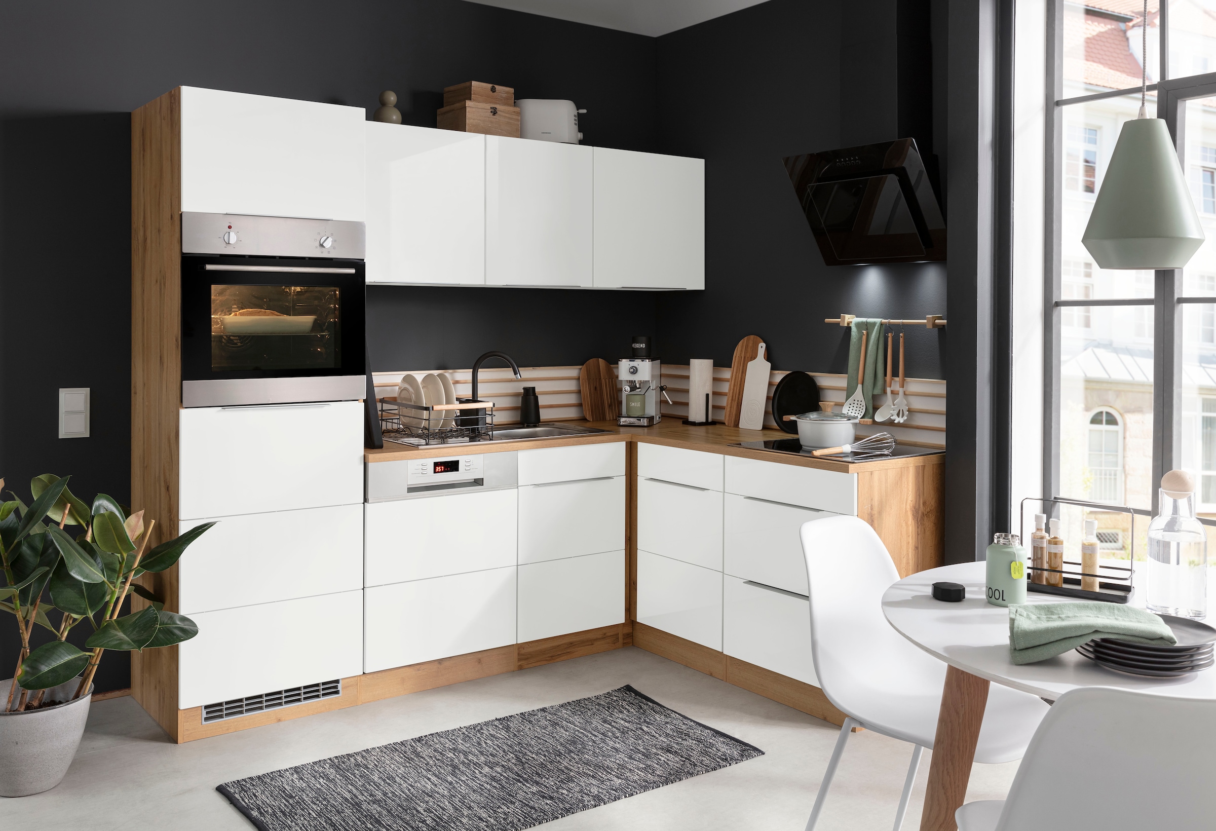 KOCHSTATION Winkelküche »KS-Brindisi Stellbreite 230/170 cm«, wahlweise mit E-Geräten und Induktion, mit MDF-Fronten