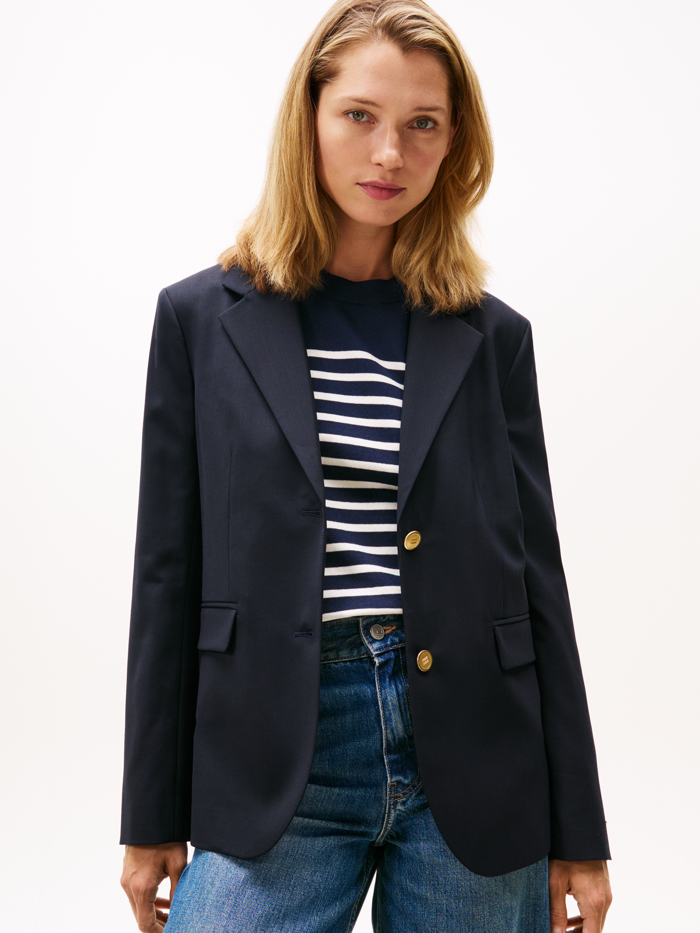 Tommy Hilfiger Longblazer "TIMELESS WOOL REG STRT SB BLAZER", mit Wolle günstig online kaufen