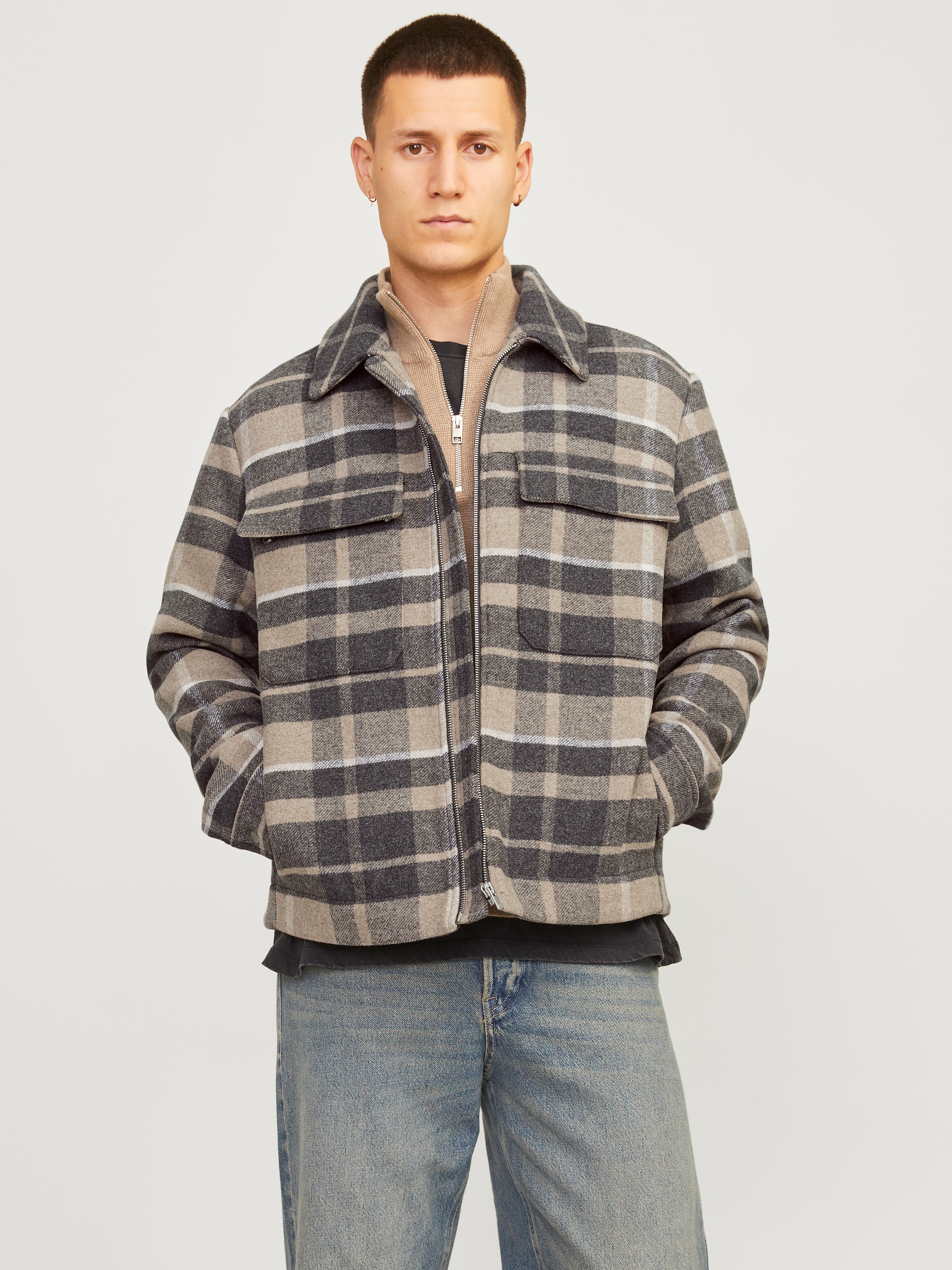 Jack & Jones Wolljacke "JPRBLURUSSEL WOOL BLEND JACKET SN", ohne Kapuze