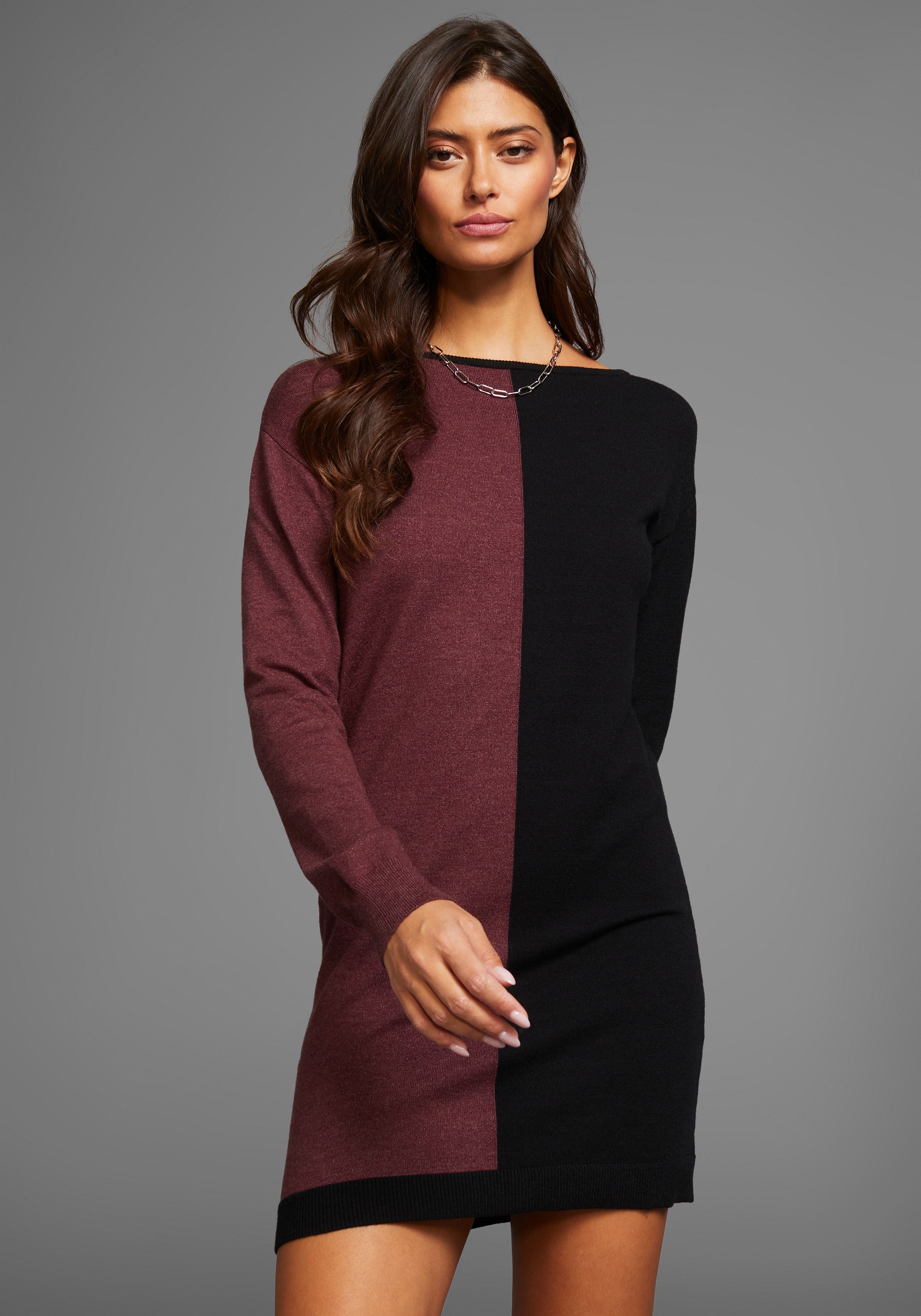 Laura Scott Strickkleid, mit zweifarbigem Design - NEUE FARBEN günstig online kaufen