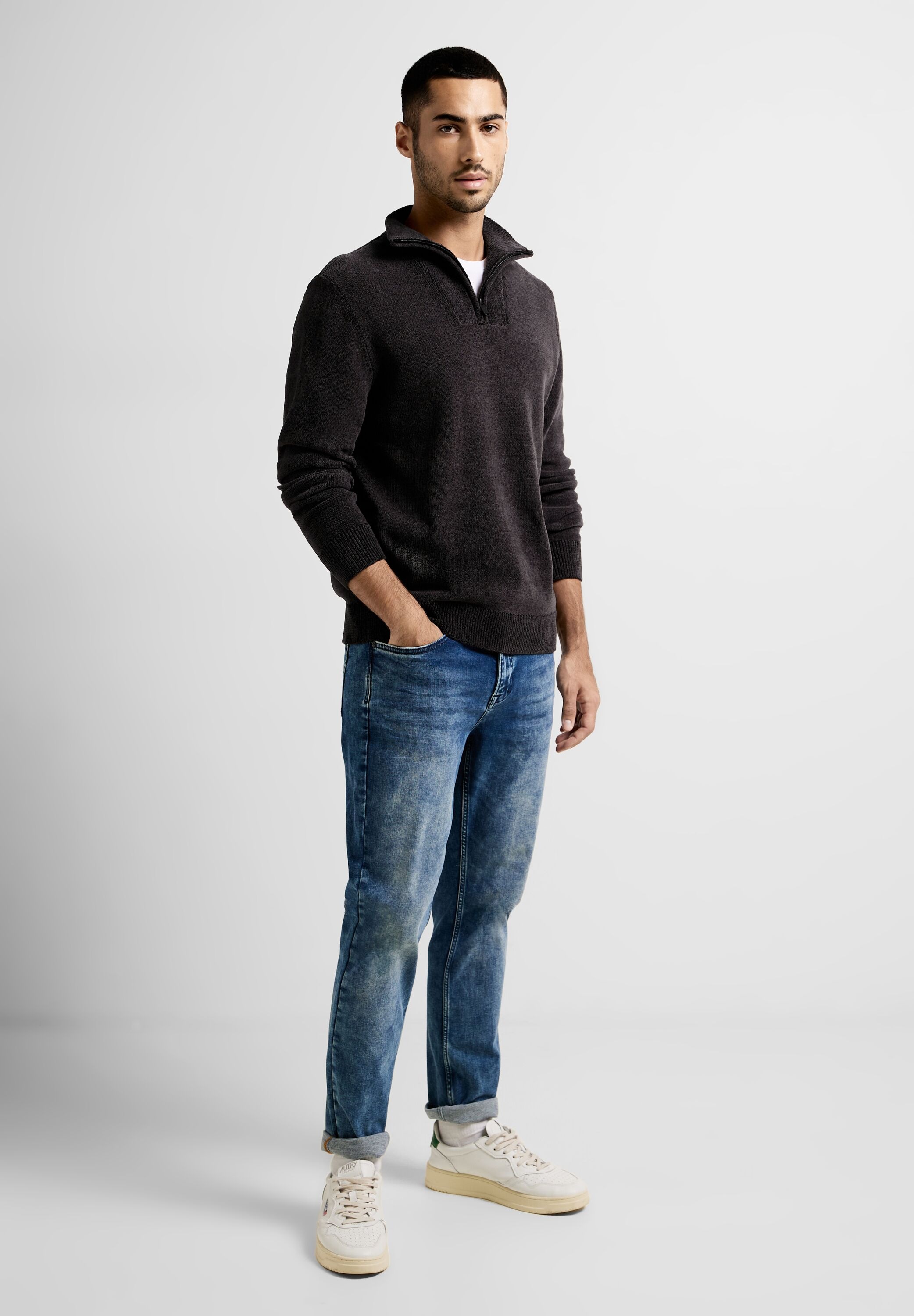 STREET ONE MEN Strickpullover, in Melange Optik