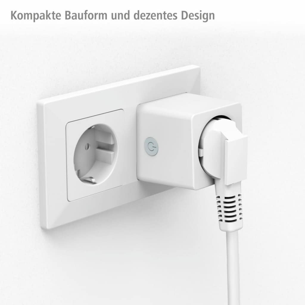 Hama WLAN-Steckdose »WLAN Steckdose Mini Verbrauchsmesser o.Hub App-Sprachsteuerung 3.680W«, Mit erhöhtem Berührungsschutz, Verbrauchsmesser