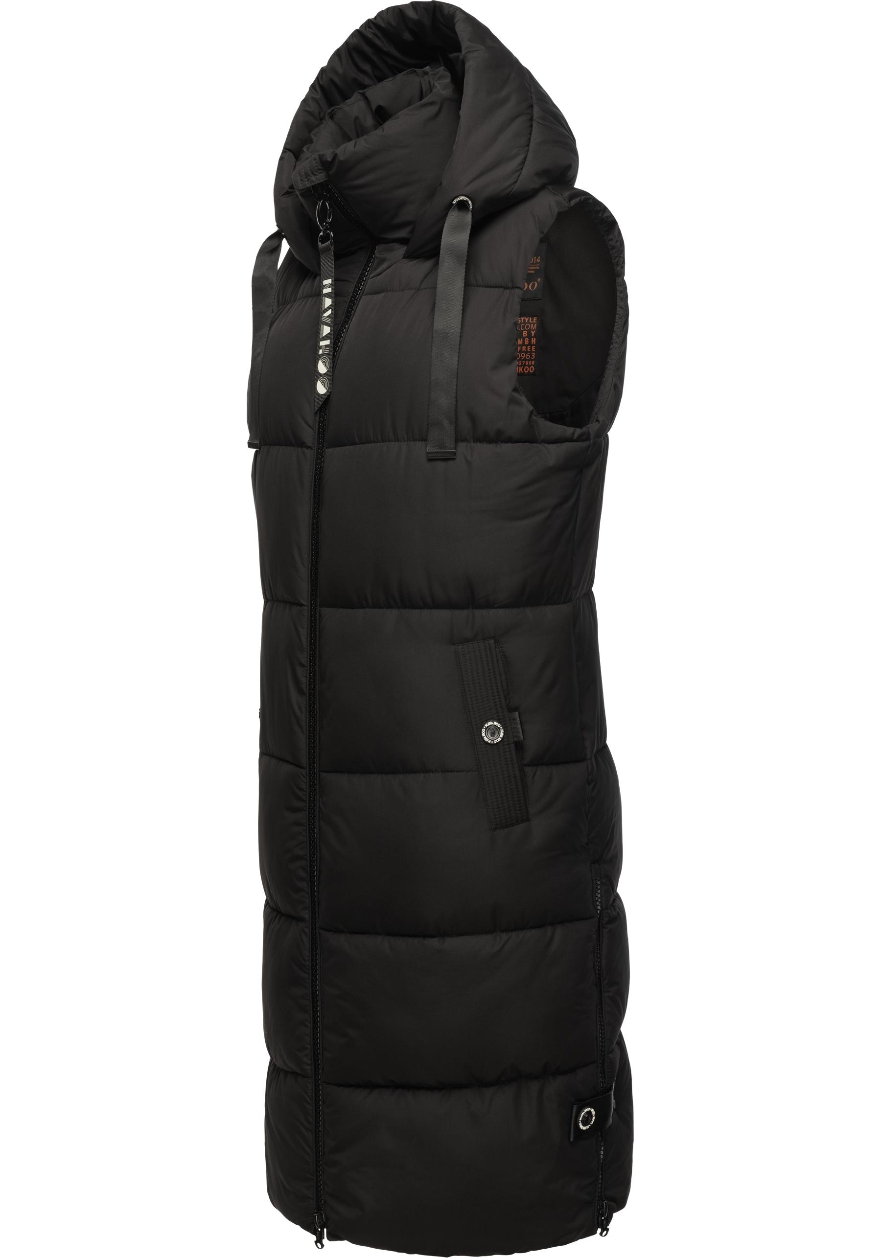 Navahoo Steppweste "Schnuffelchen" 1 Stk. warme Damen Outdoor-Weste lang mit Kapuze