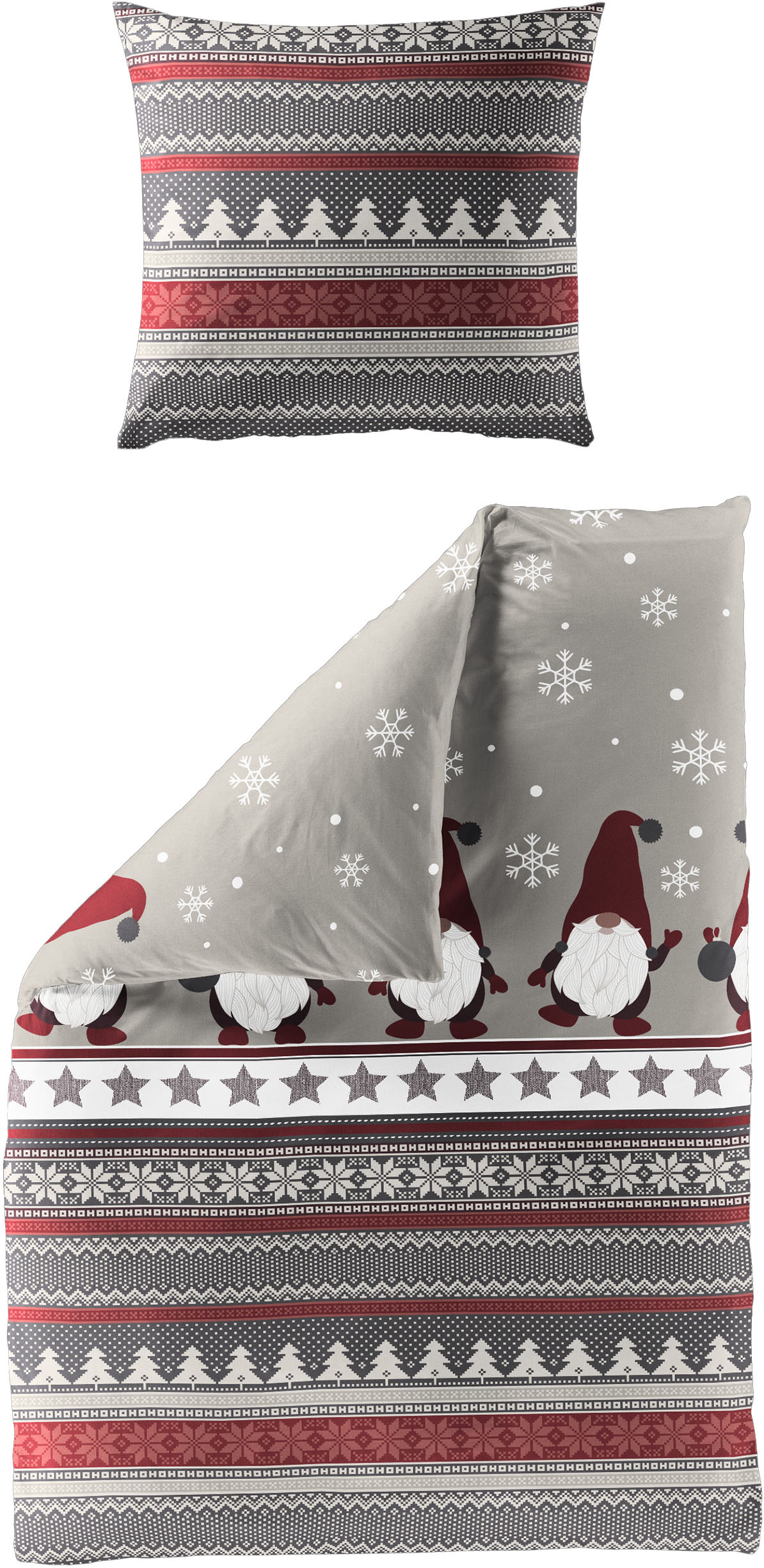 BIERBAUM Bettwäsche "Wichtel" 2 tlg. 100 % Baumwolle, Biber, unterschiedliche Weihnachts-Designs