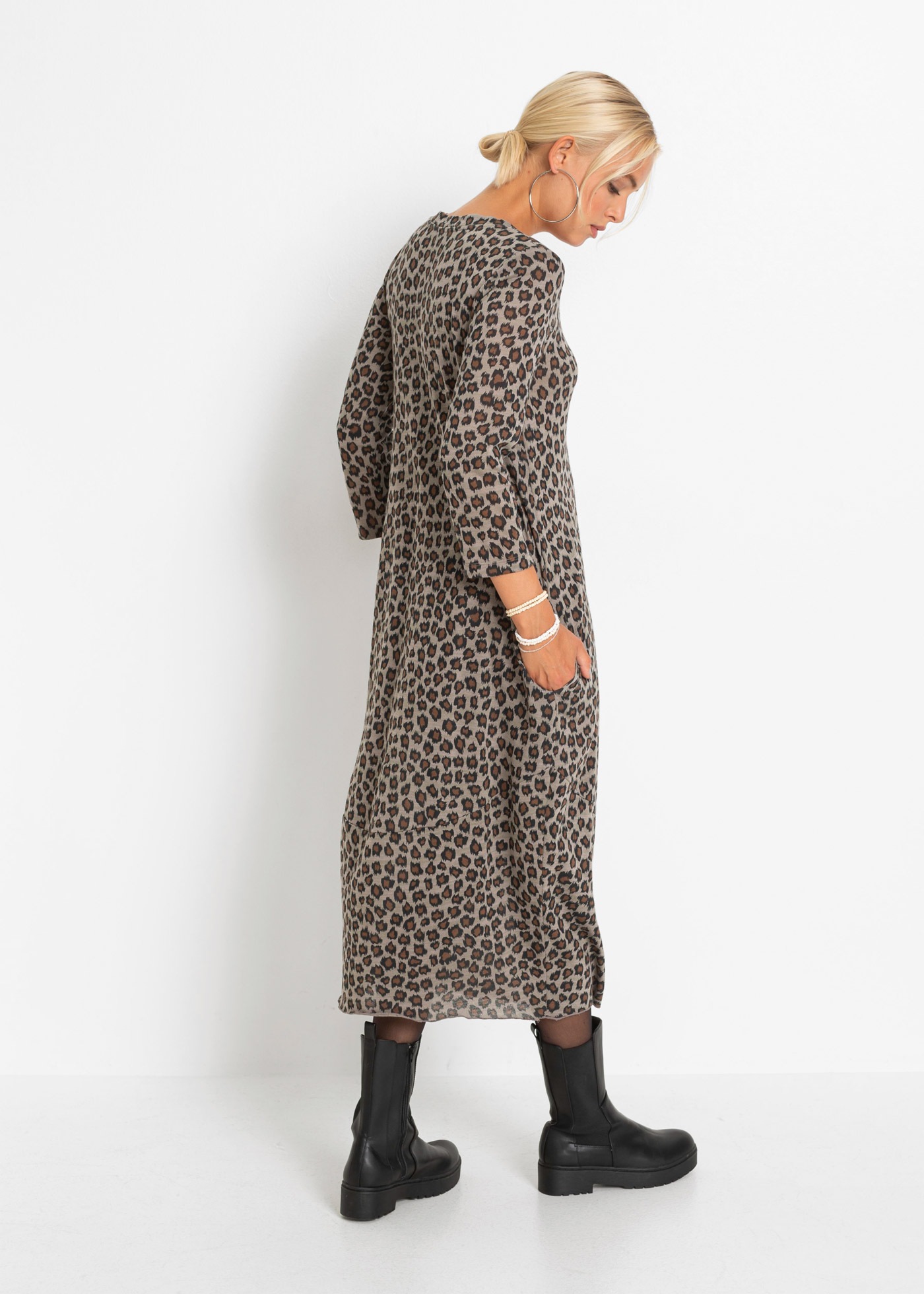 bonprix Shirtkleid für Alltag, aus Polyester und Baumwolle, mit O-Shape, in günstig online kaufen