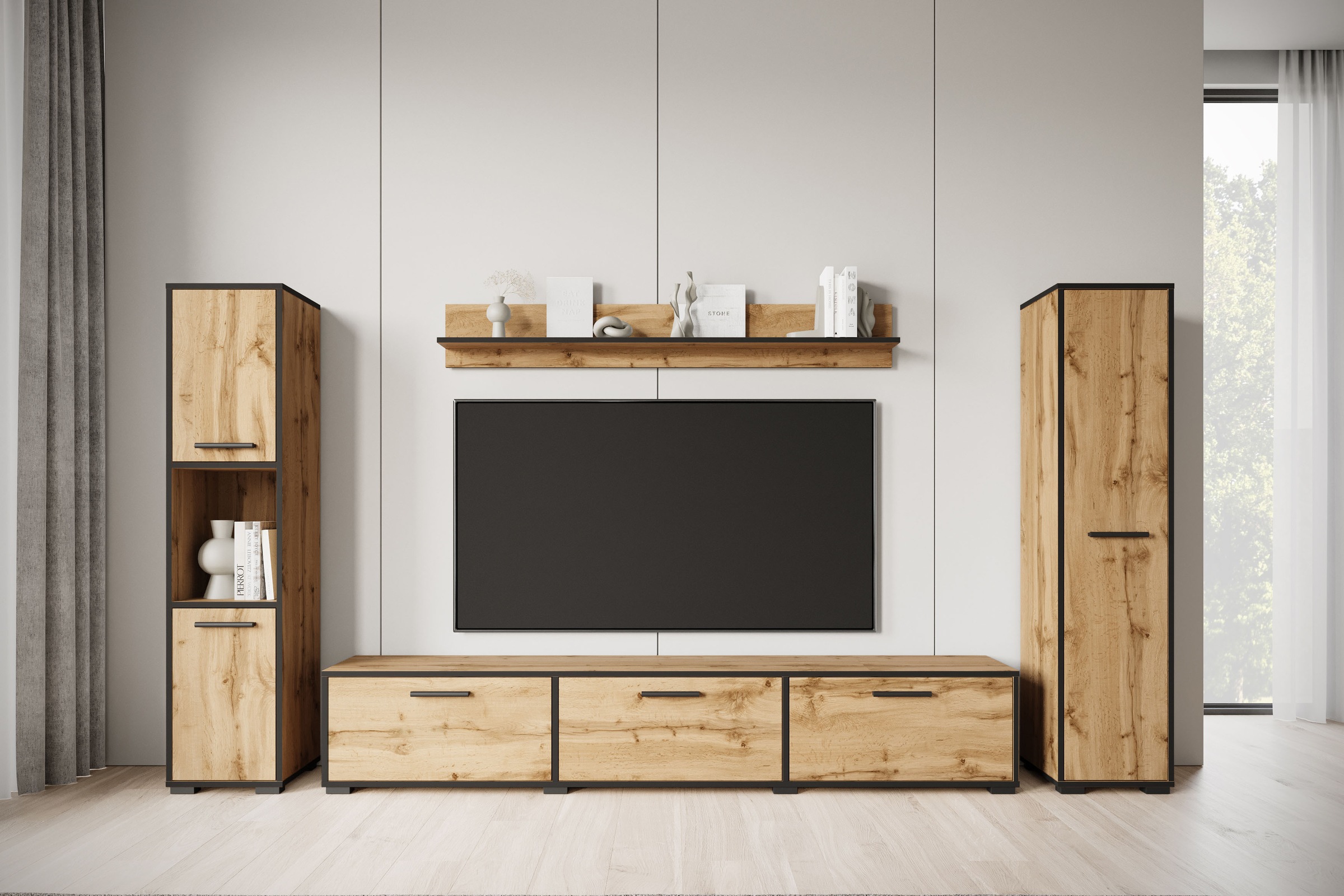 INOSIGN Wohnwand "BOGOTA XL, Vitrine Türanschlag links/rechts wechselbar" 4 günstig online kaufen