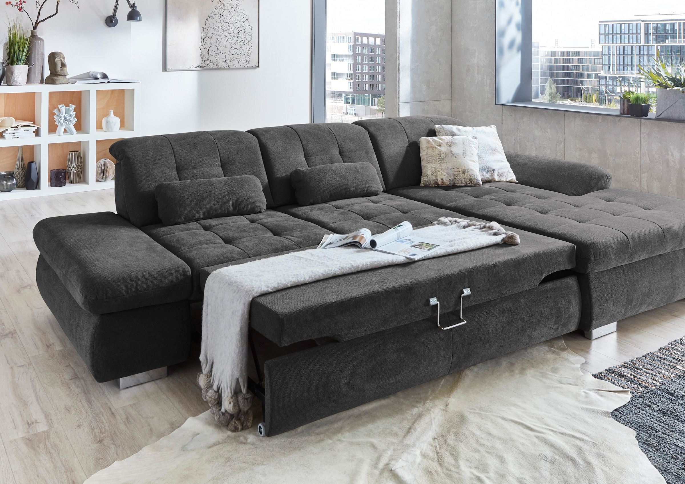 Die PlanBar Ecksofa »MP-IN17004 L-Form«, wahlweise mit Bettfunktion, Sitztiefen- und Kopfteilverstellung