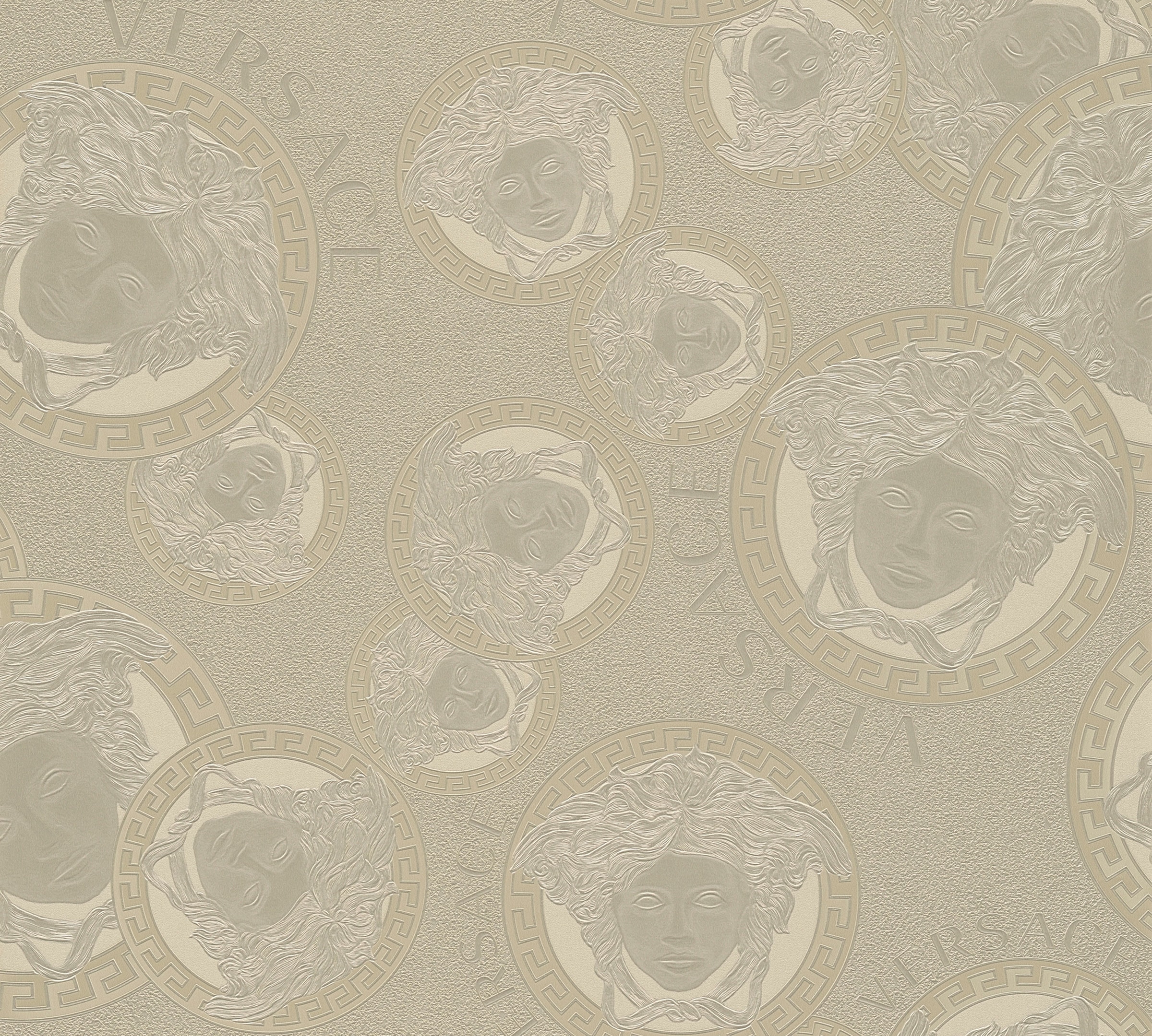 Vliestapete »Wallpaper Versace 5 Medusakopf Metallic«, hochglänzend-glänzend-metallic,...