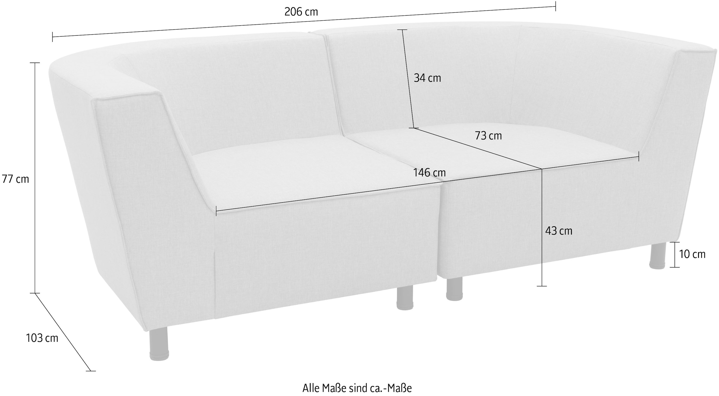 DOMO collection 2-Sitzer »Sonna, individuell zusammenstellbar«, Gartenlounge-Set oder Einzelelemente, Outdoor