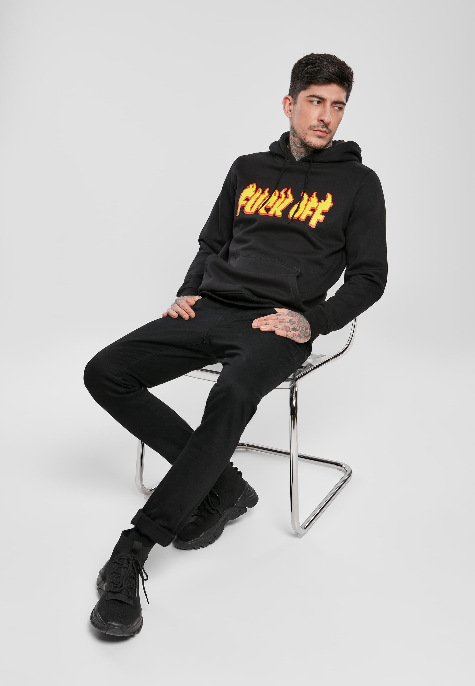 MisterTee Sweatshirt »MisterTee Herren Fuck Off Flames Hoody«, (1 tlg.)
