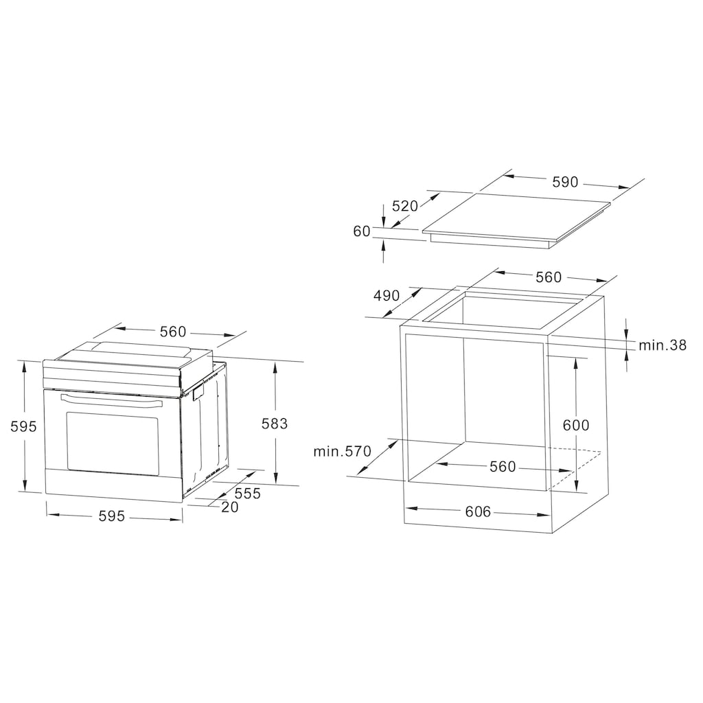 Hanseatic Induktions Herd-Set »65C90C7-E11B200 + MC-IF7136B2-AC«, 65C90C7-E11B200