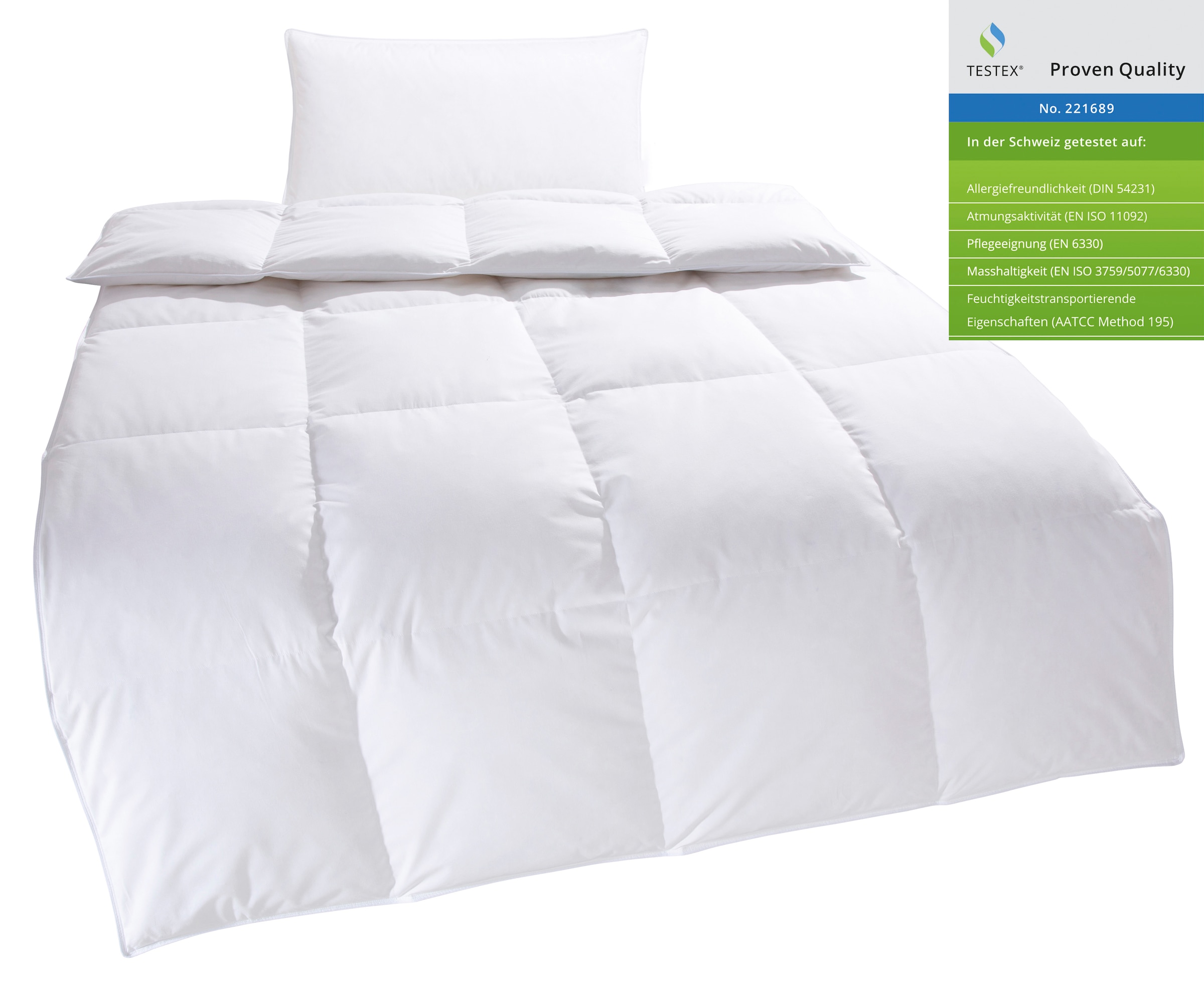 OTTO home Kassettenbett + Kopfkissen »RINA, Bettdecke in 135x200 & 155x220 cm, 2-tlg.« Set mit Kissen 40x80 cm, 80x80 cm für Herbst, Winter, Made in Germany