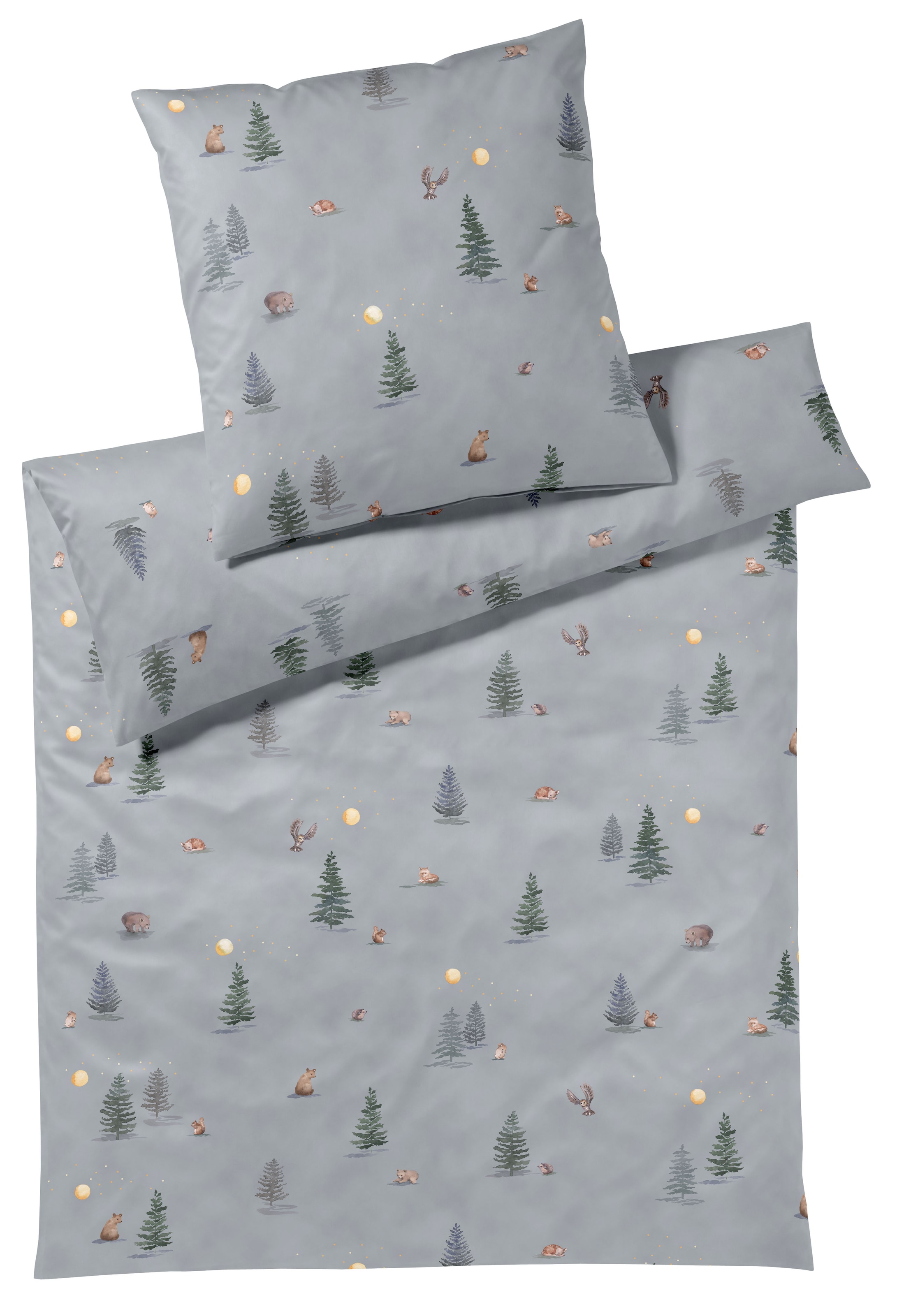 Elegante Bettwäsche "Winterwald Jersey" 2 Stk. tlg. angenehmes Hautgefühl günstig online kaufen
