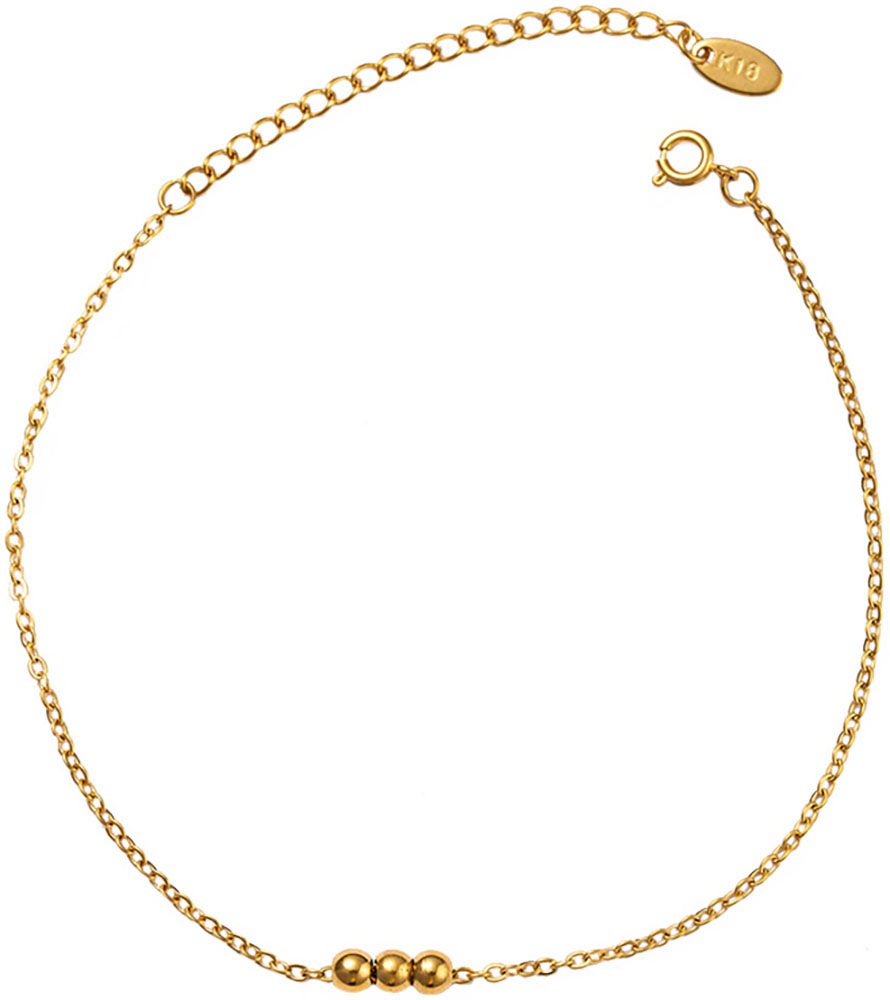 Fußketten Set FIRETTI "Schmuck Geschenk Körperschmuck Kugeln", gold (gelbgoldfarben), Fußketten, Damen, Edelstahl 2