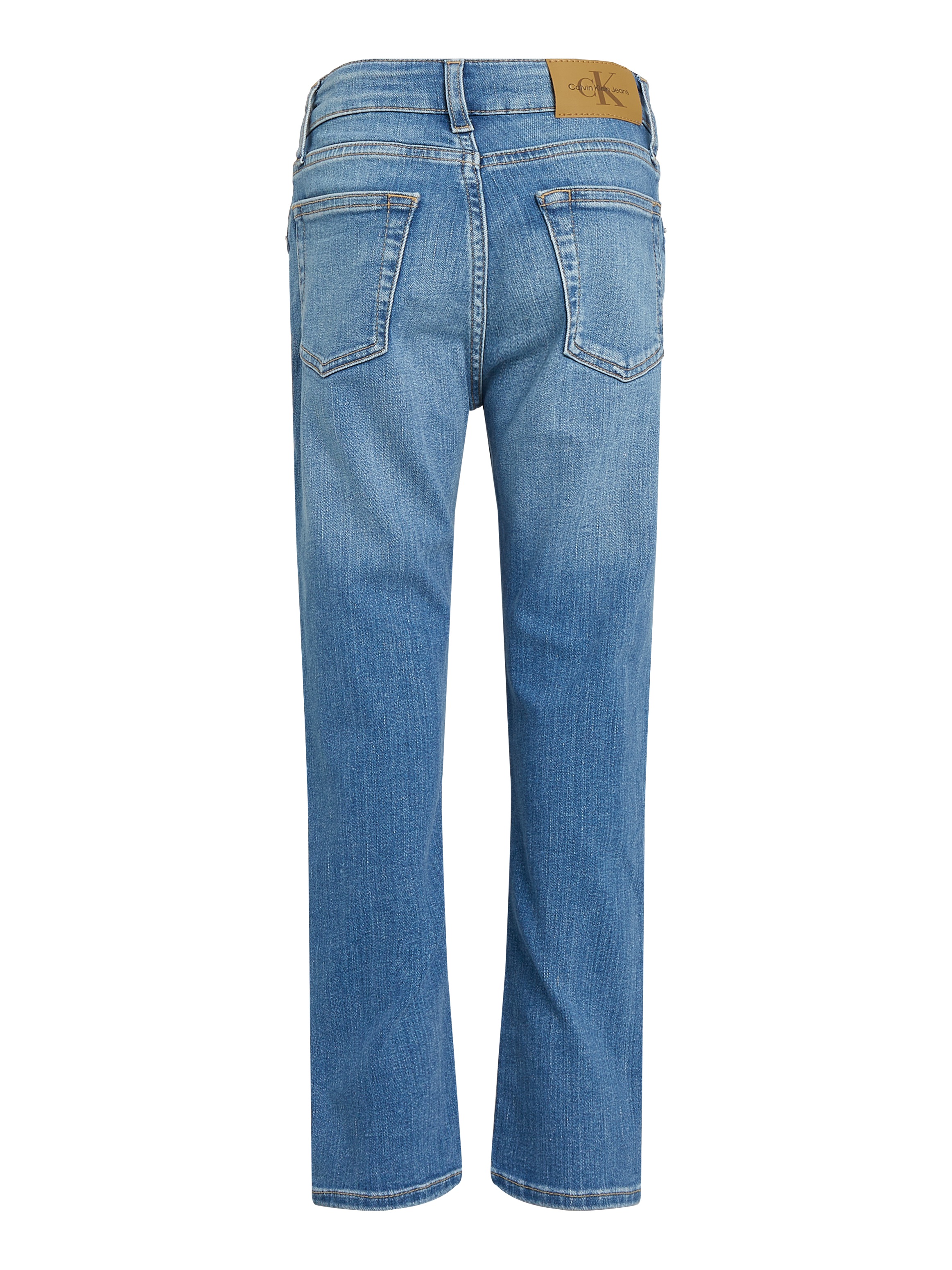 Calvin Klein Jeans Straight-Jeans »ESS. WASHED BLUE DAD«, für Kinder bis 16 Jahre mit Lederpatch