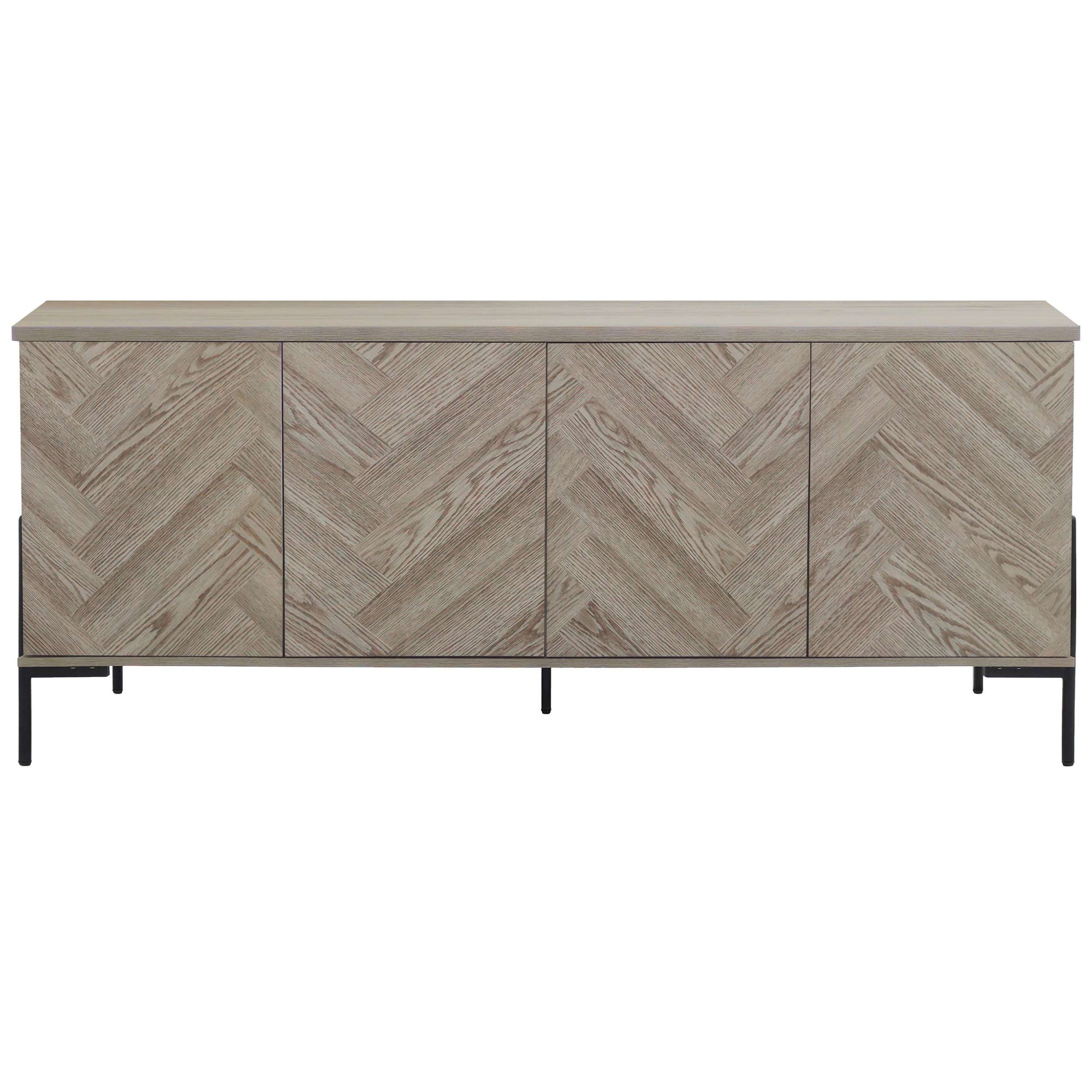 Leonique Sideboard "Eadwine" Kommode, Push-to-open, Türen mit Fischgräten M günstig online kaufen