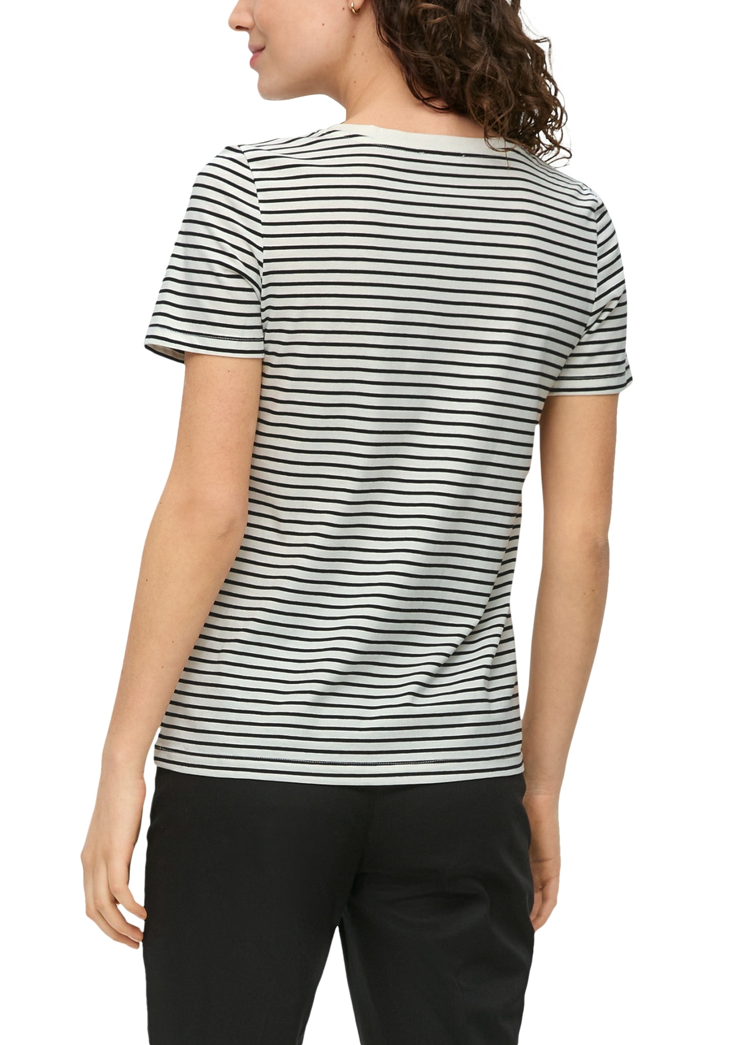 s.Oliver T-Shirt, mit Streifen und V-Ausschnitt