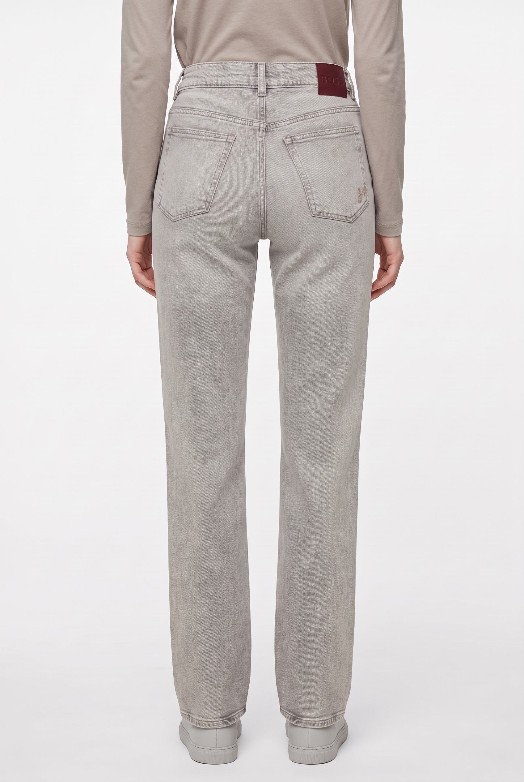 BOSS ORANGE Straight-Jeans »ADA HR SLIT Premium Damenmode« mit Schlitz am Saum, hohe Leibhöhe
