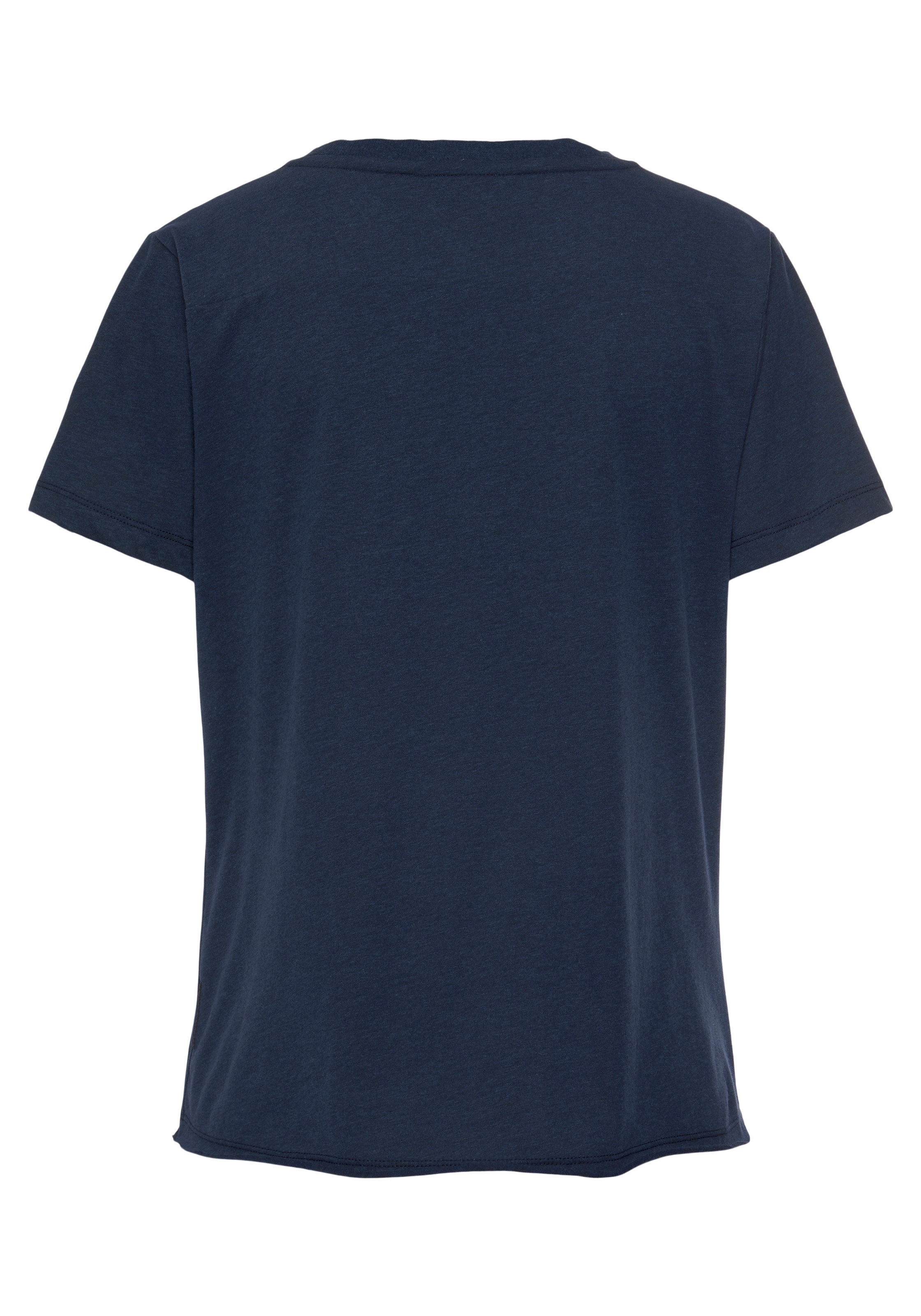 Elbsand T-Shirt »Talvi«, mit Flockprint und V-Ausschnitt, Kurzarmshirt aus Baumwoll-Mix