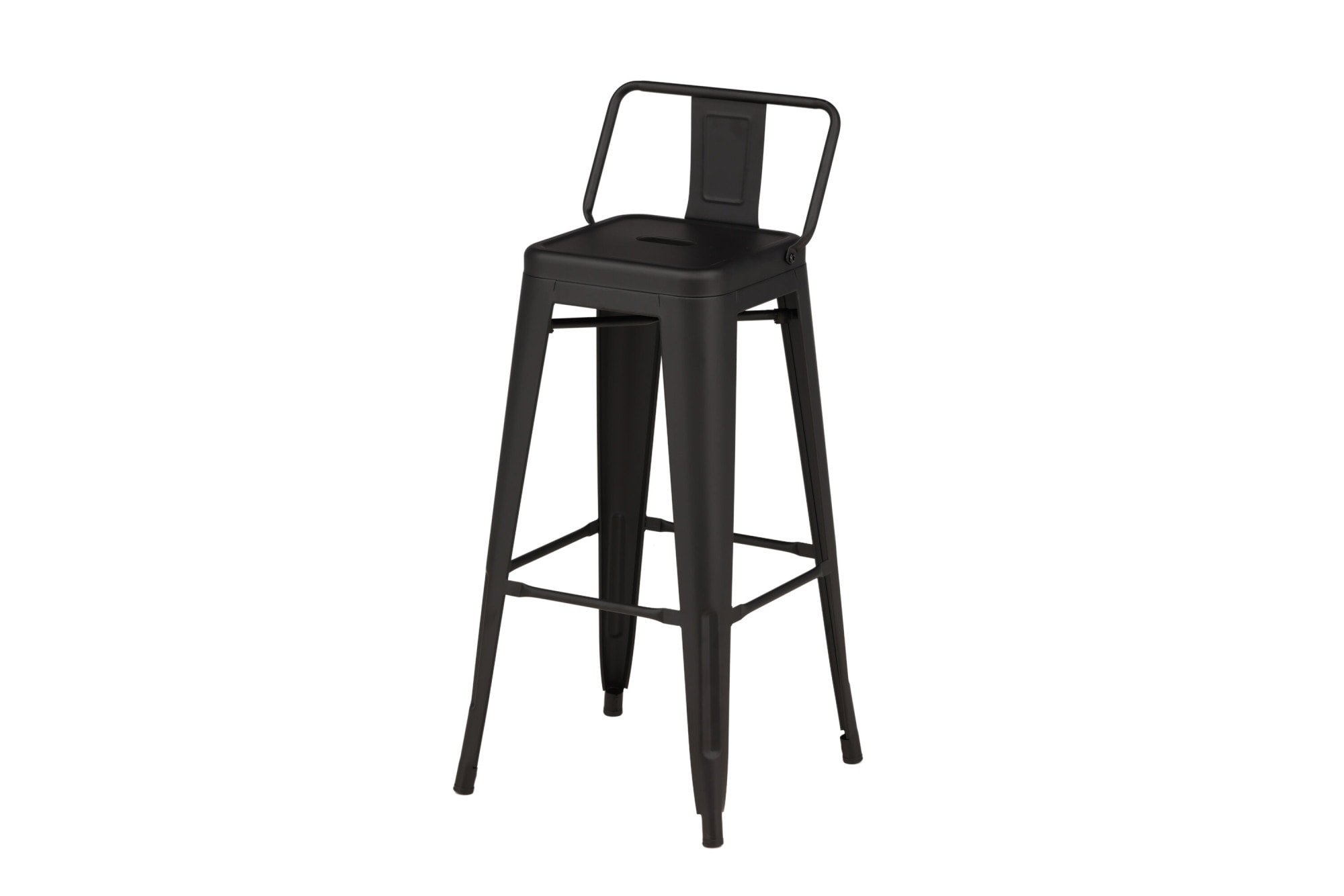 Venture Home Barhocker »Tempe, 4er-Set Barhocker in Schwarz mit Rückenlehne, 136 kg belastbar« Set, 4 Stk. tlg. Tresenstuhl, Stahlrahmen, niedrige Lehne, Fußstütze, schlicht