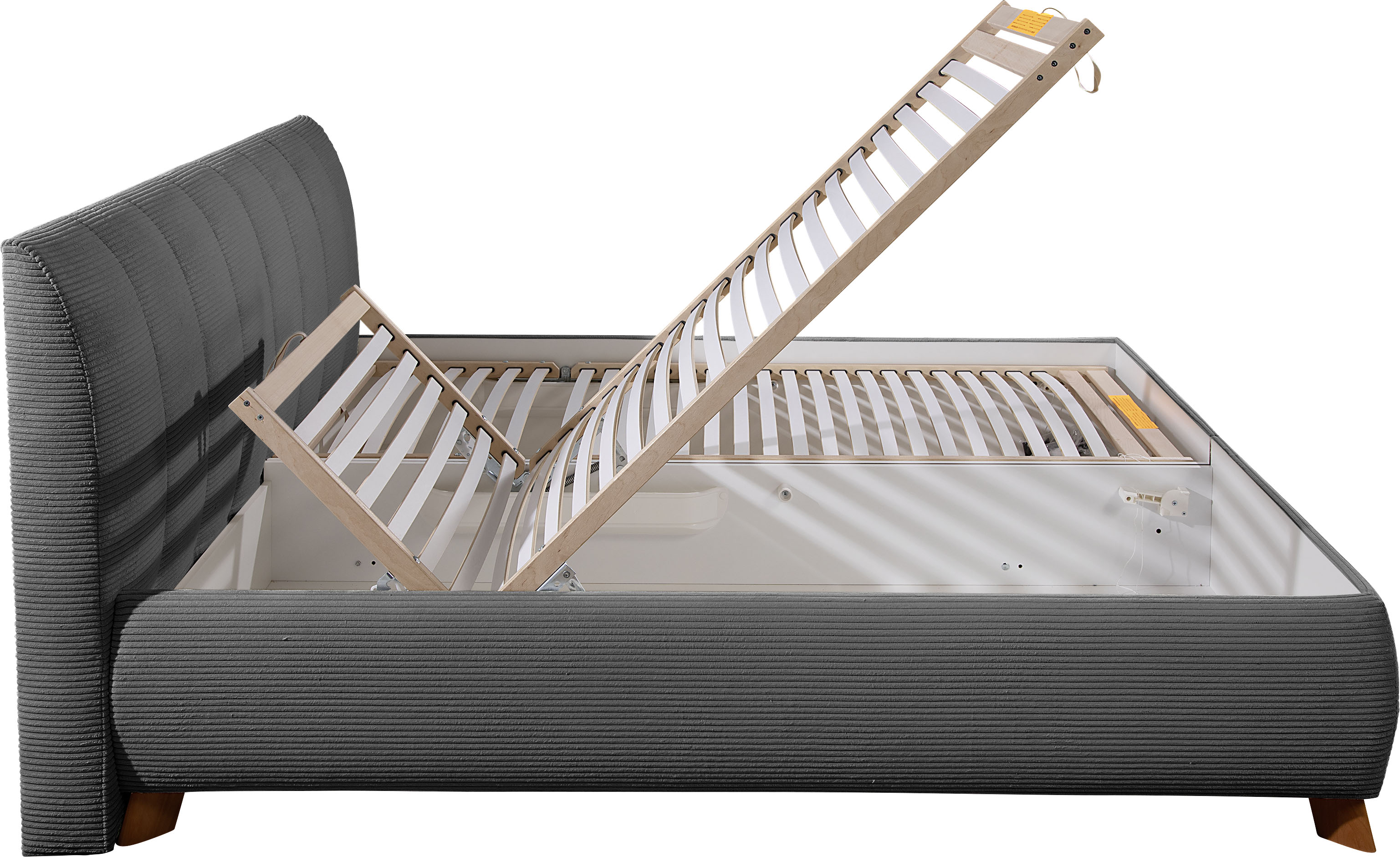 Thumbnail - Maintal Polsterbett "Hügeldorf" inklusive Bettkasten, in H2, H3 & H4 erhältlich, aus Cord-Bezug