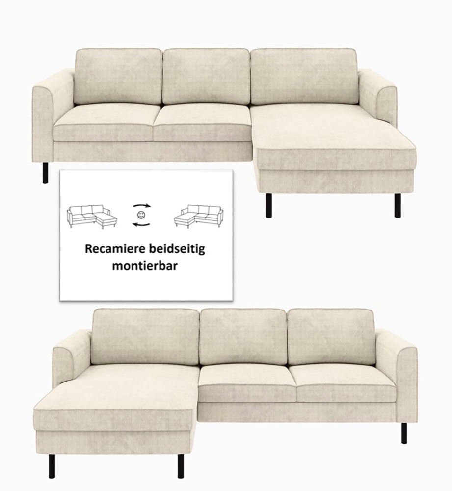 Thumbnail - Home affaire Ecksofa "Booster Couch wahlweise mit Schlaffunktion und Bettkasten-auch in Cord" Recamiere beidseitig monti...