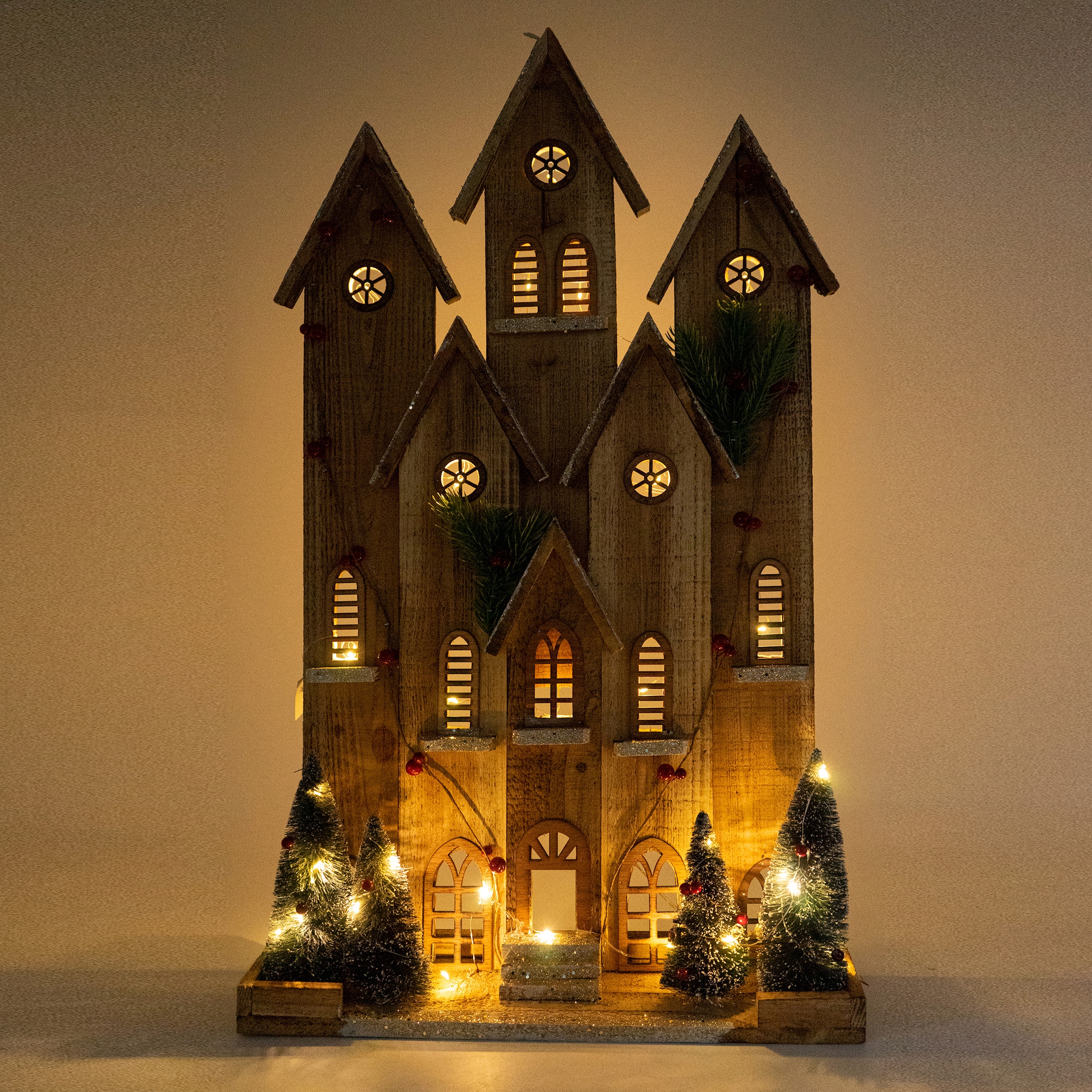 NOOR LIVING Weihnachtshaus »Weihnachtsdeko«, Kirche mit integrierter LED-Beleuchtung,  Höhe 73 cm bestellen | BAUR