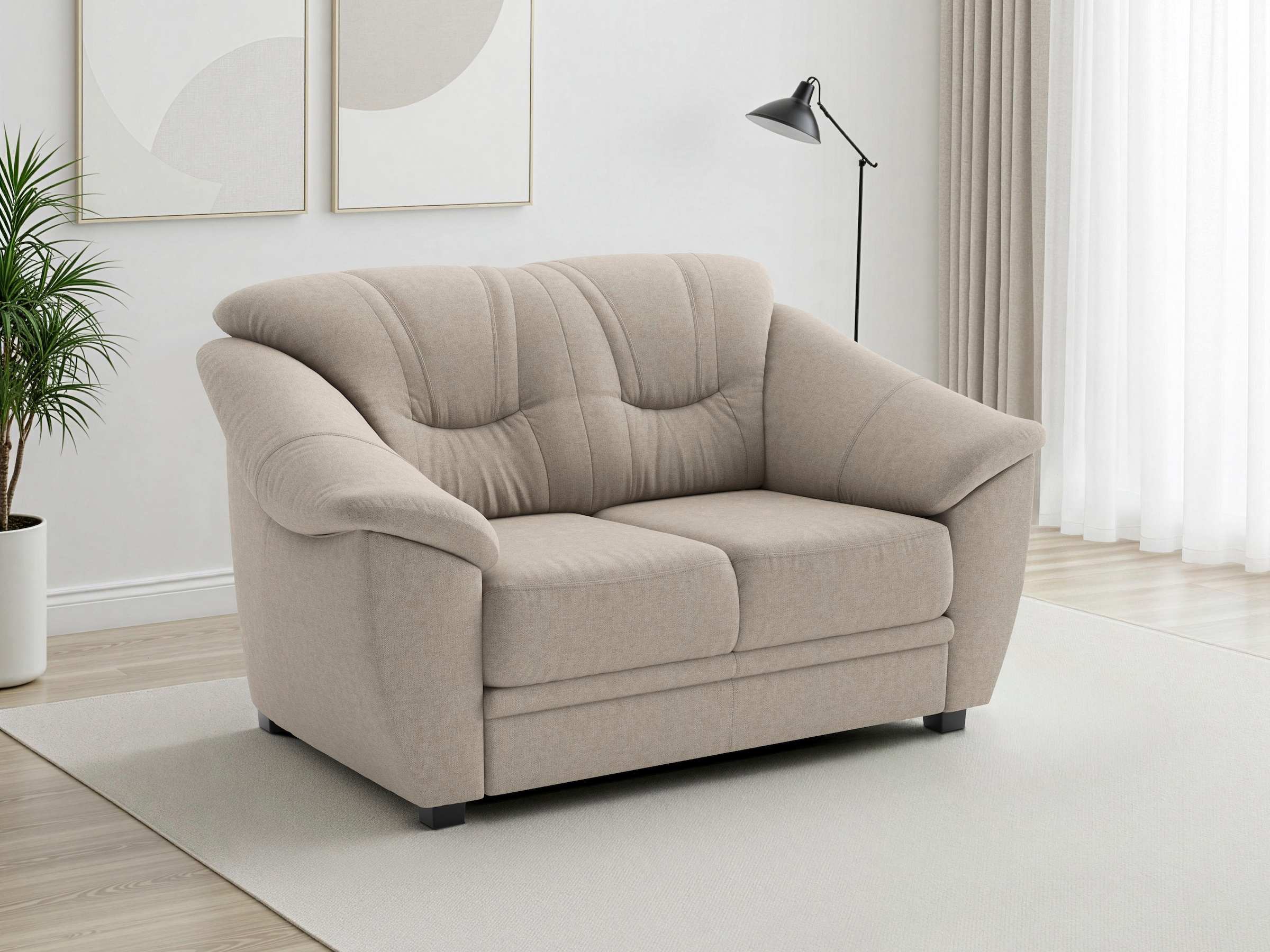 sit&more 2-Sitzer "Savona B: 148cm, Komfort Sitz, große Stoff + Lederauswahl" mit Federkern