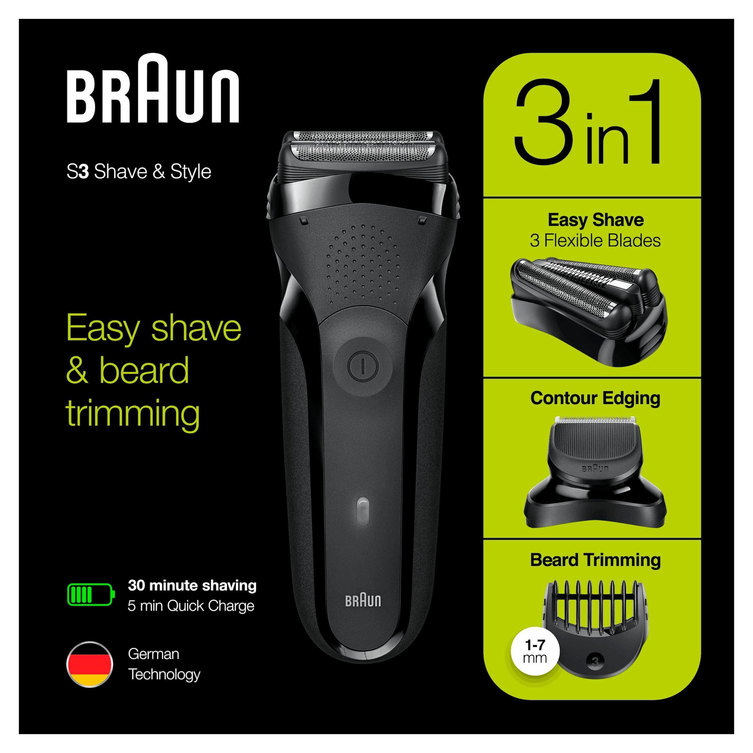 Braun Elektrorasierer Aufsätze »Series 3 BAUR bestellen 300BT«, | St. Shave&Style 5