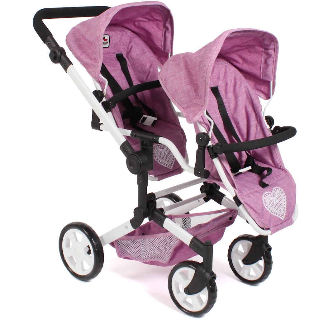 CHIC2000 Puppen-Zwillingsbuggy »Linus Duo, Jeans Pink«