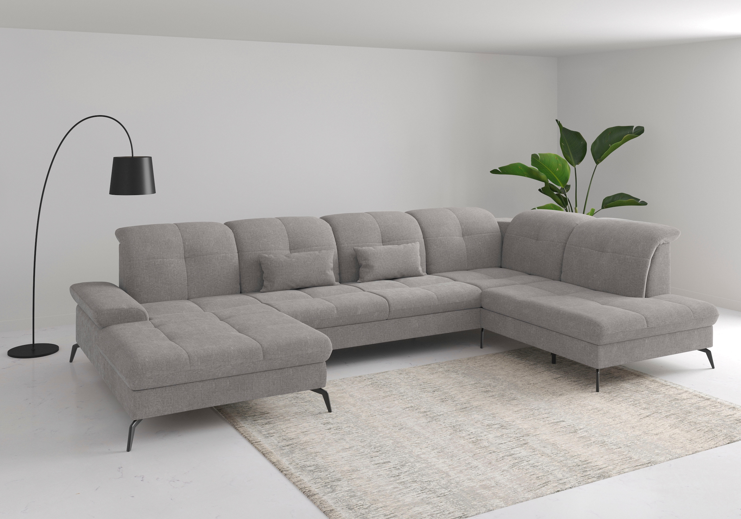 sit&more Wohnlandschaft "Amica, U-Form, inkl. Sitztiefenverstellung und Armteilverstellung" wahlweise mit Kopfteilverstellung, Schlaffunktion und Bettkasten