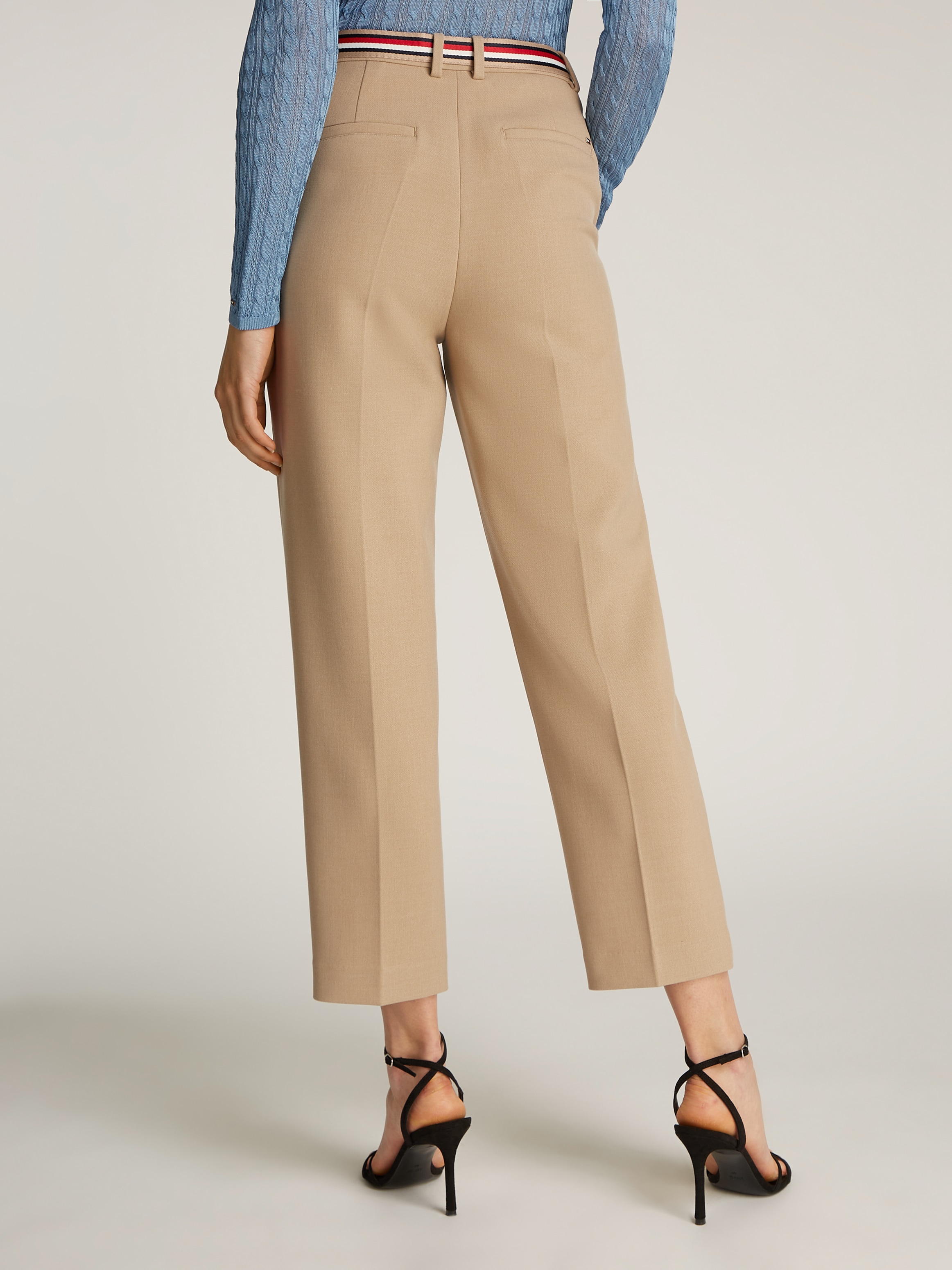 Tommy Hilfiger Webhose »PUNTO SLIM STRAIGHT PANT«, mit Bügelfalten, Metalllabel