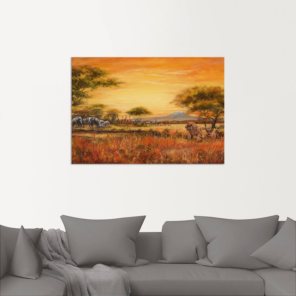 Artland Wandbild »Afrikanische Steppe mit Löwen«, Afrika, (1 St.)