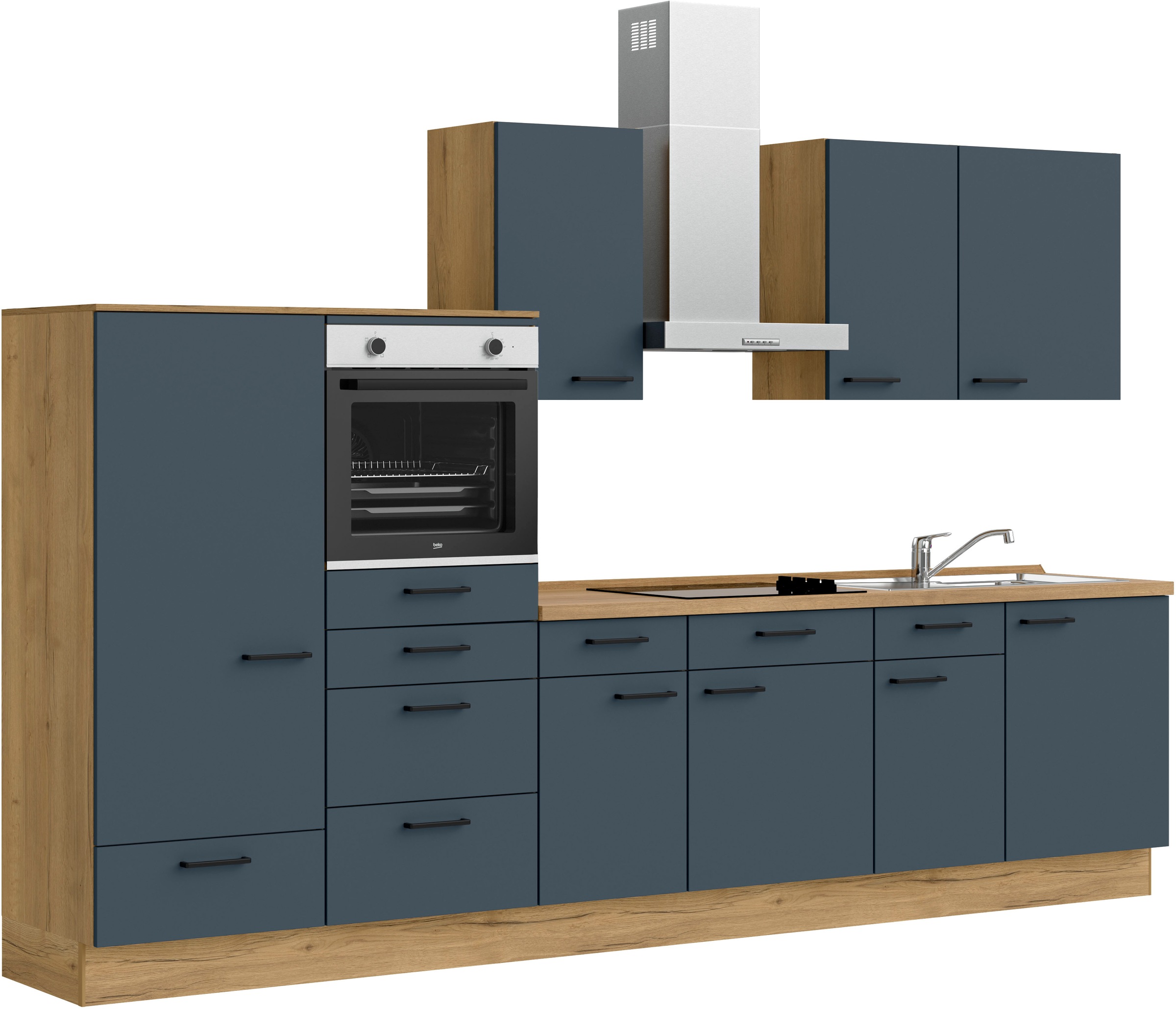 nobilia® Küchenzeile »"Easytouch I"«, vormontiert, Ausrichtung wählbar, Breite 330 cm, wahlw. mit E-Geräten