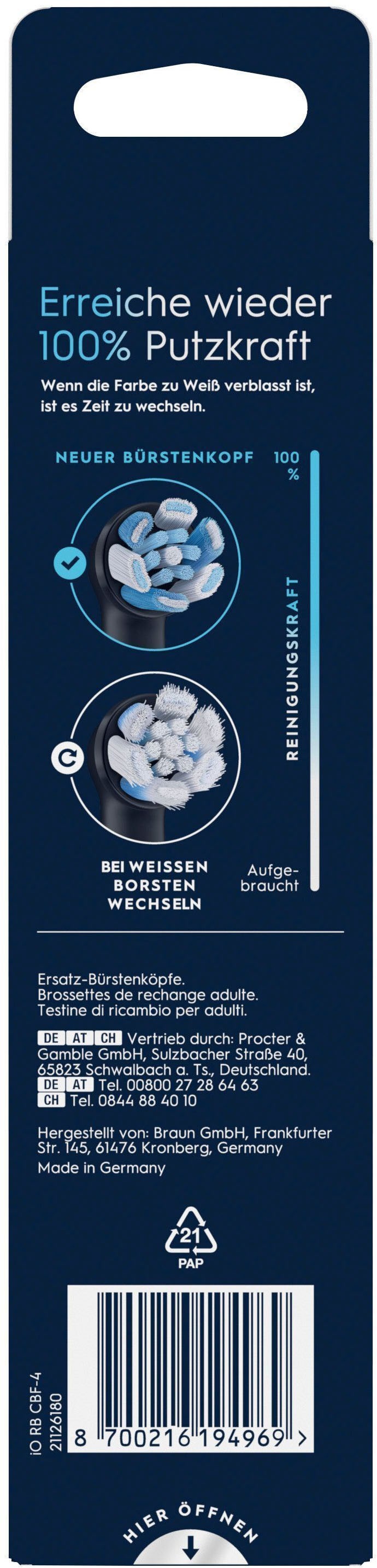 Oral-B Aufsteckbürsten »Oral-B iO Ultimative Reinigung«, für fortgeschrittene Tiefenreinigung und Plaque-Entfernung