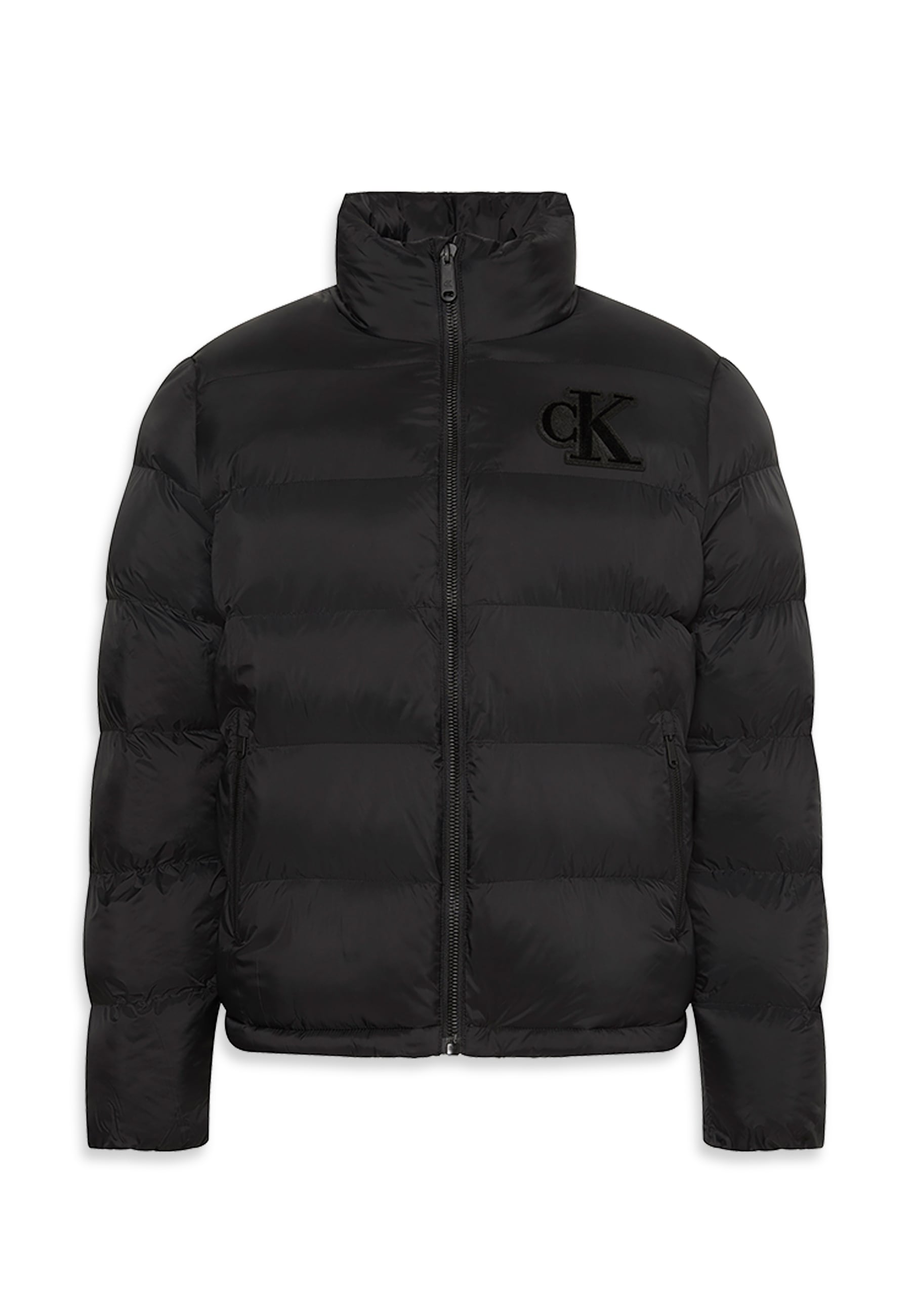 Calvin Klein Jeans Steppjacke »LS NYLON MONOGRAM PUFFER JKT«, ohne Kapuze, Mit Rundhalsausschnitt, regular fit