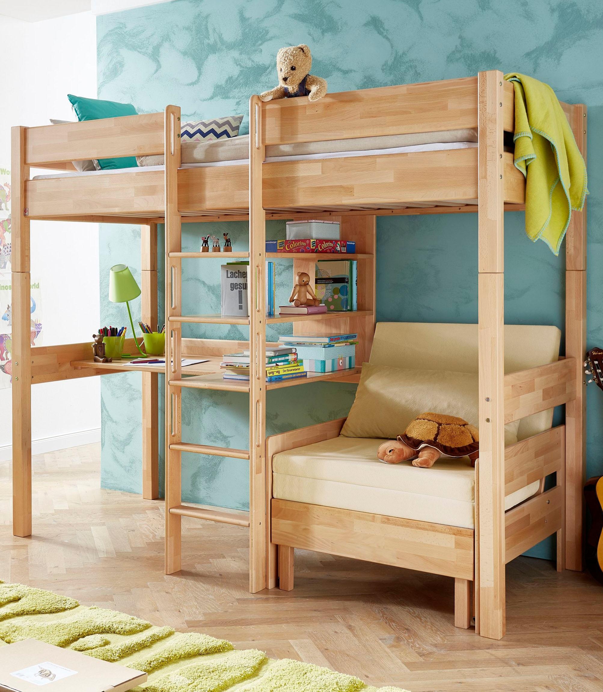 Relita Hochbett »Relita«, Inkl. Rolllattenrost, Schreibtisch, Regal, umbaufähig zum Einzelbett