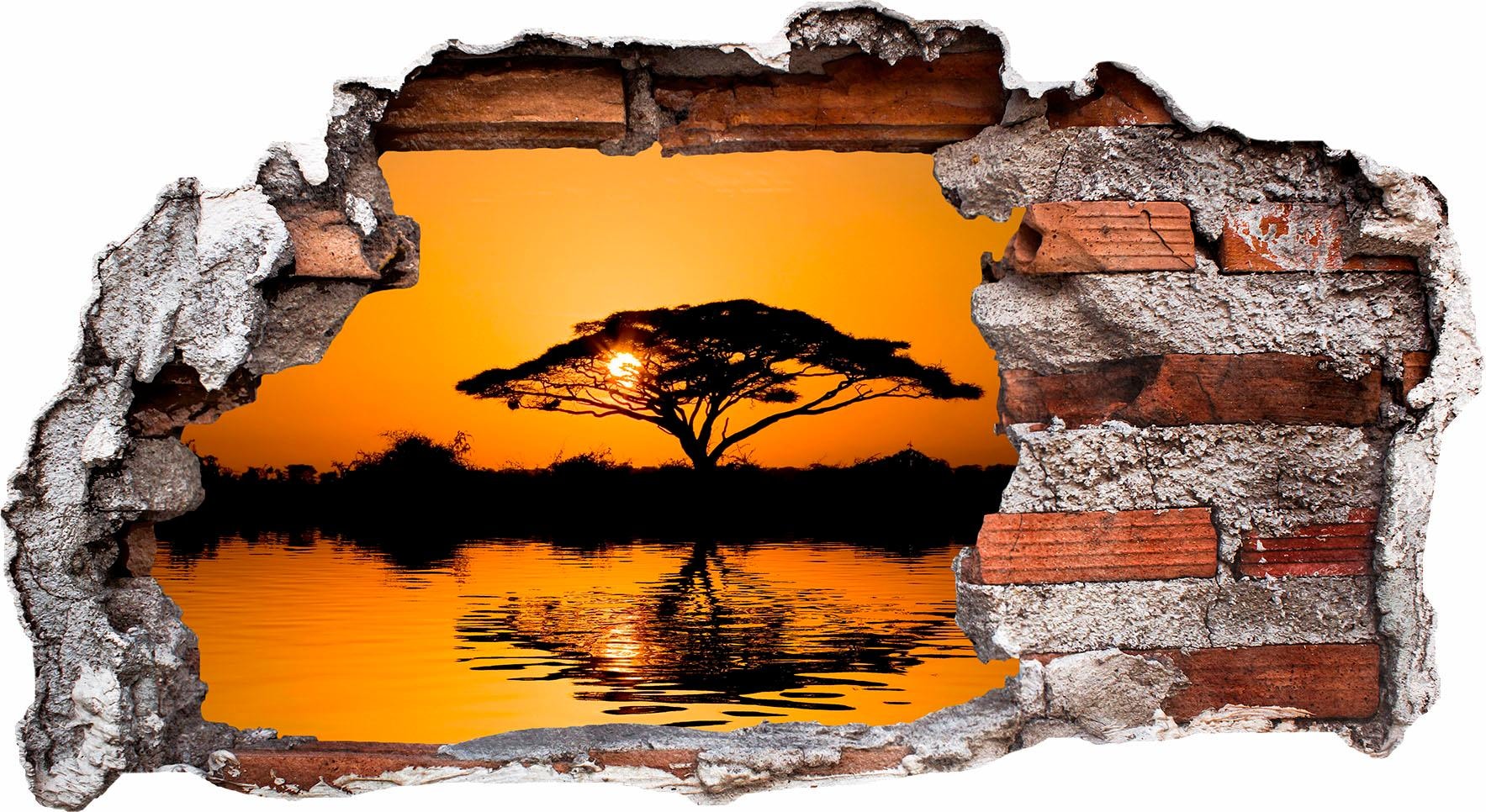 Wall-Art Wandtattoo »Safari Afrika durch die Mauer«, selbstklebend, entfernbar