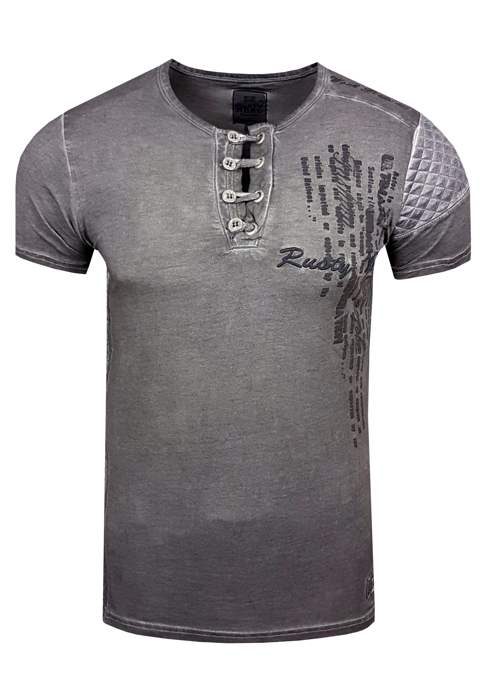 Rusty Neal T-Shirt, mit schicker Knopfleiste